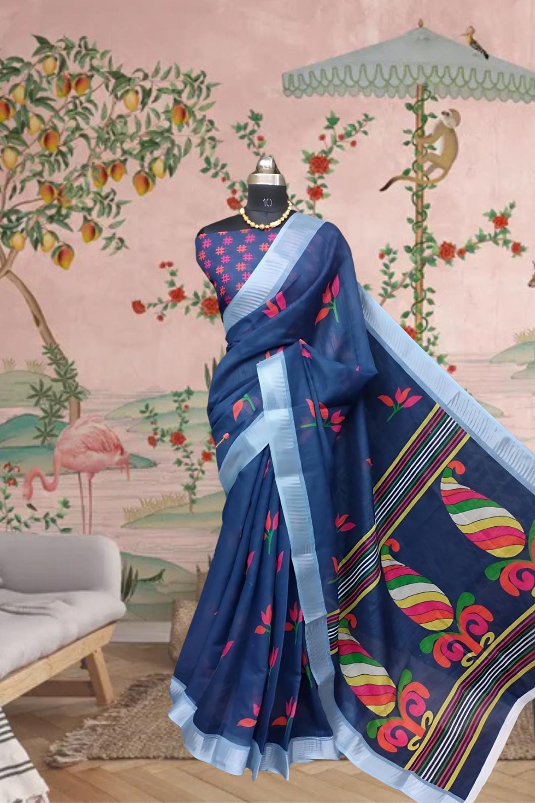 Front-facing view revealing digital blue elegance in movement