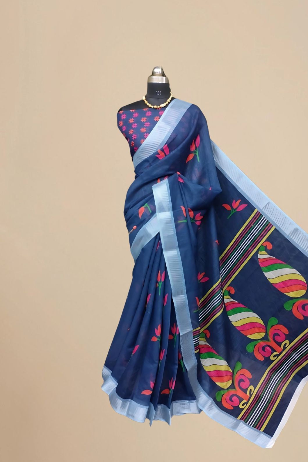 Clear front image showing full saree design for catalog clarity