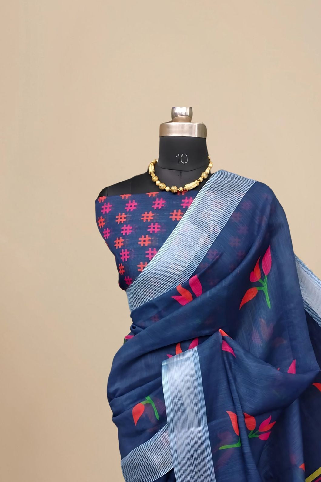 Clear front image showing full saree design for catalog clarity