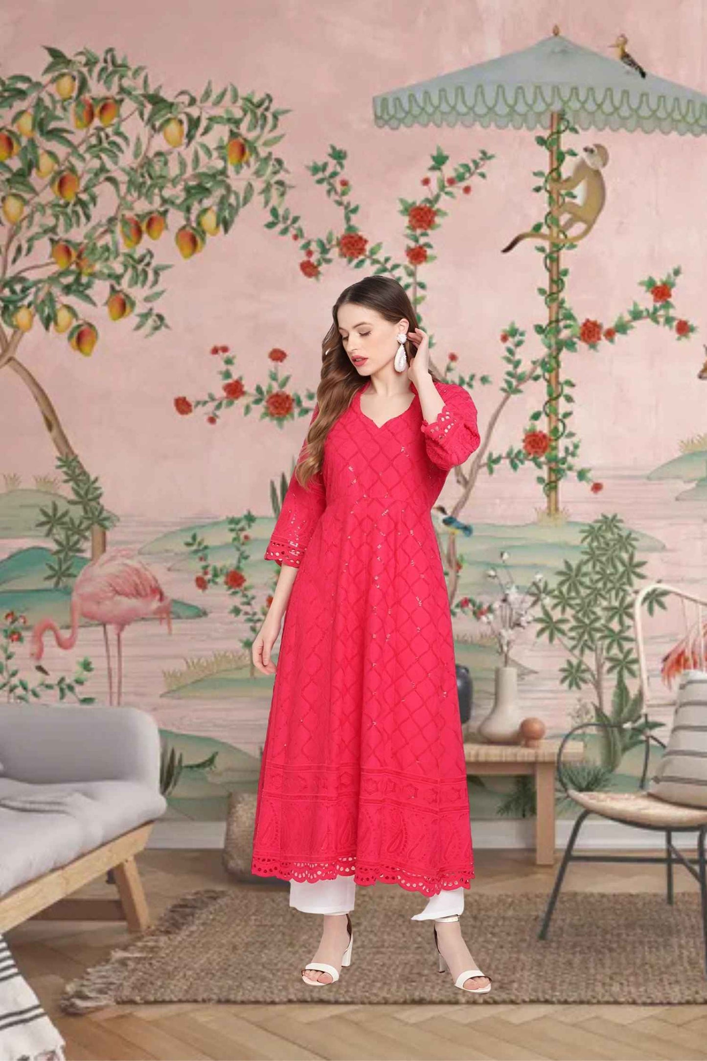 Side view with breeze-caught cotton sway