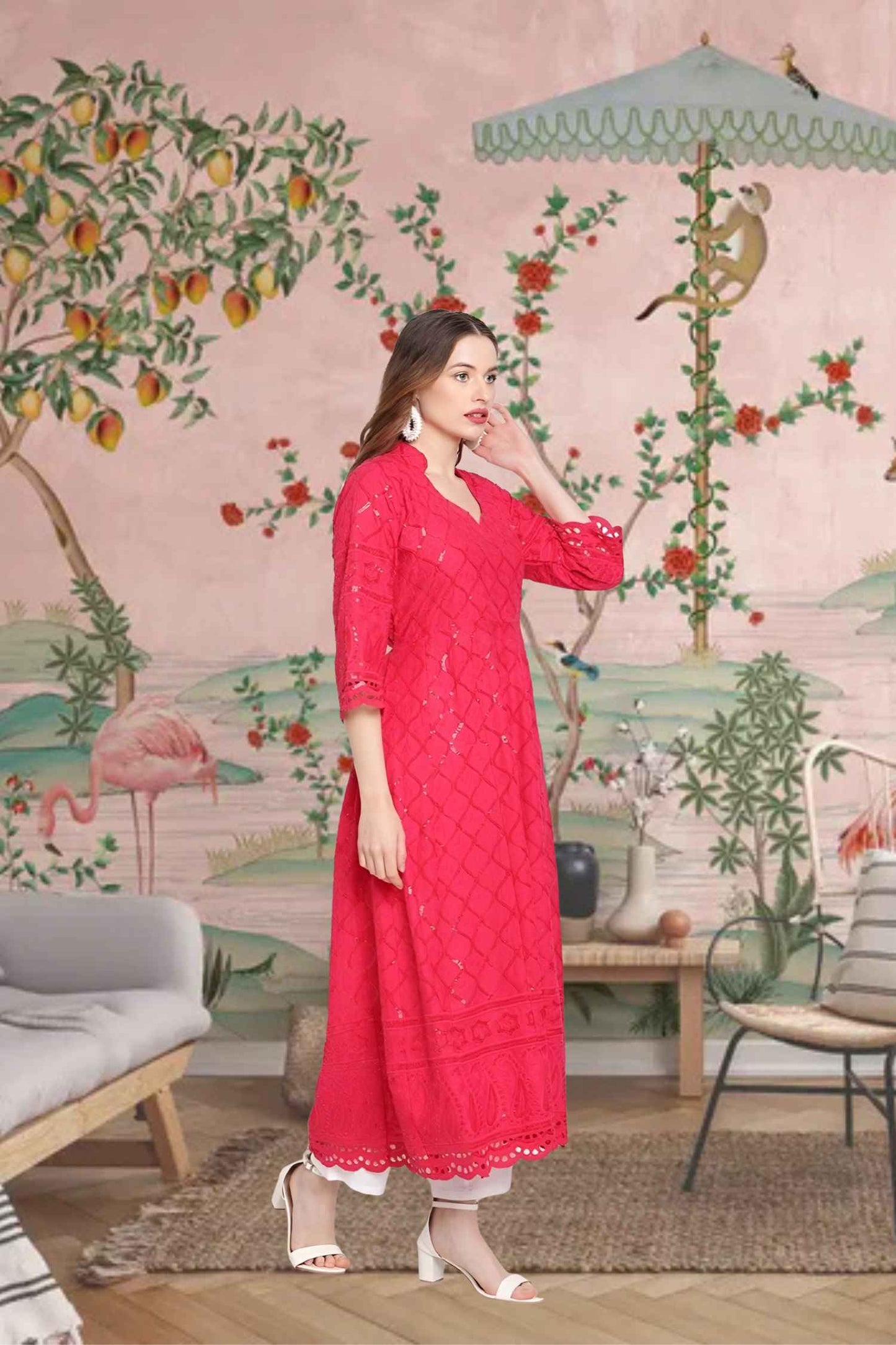 Side view with breeze-caught cotton sway