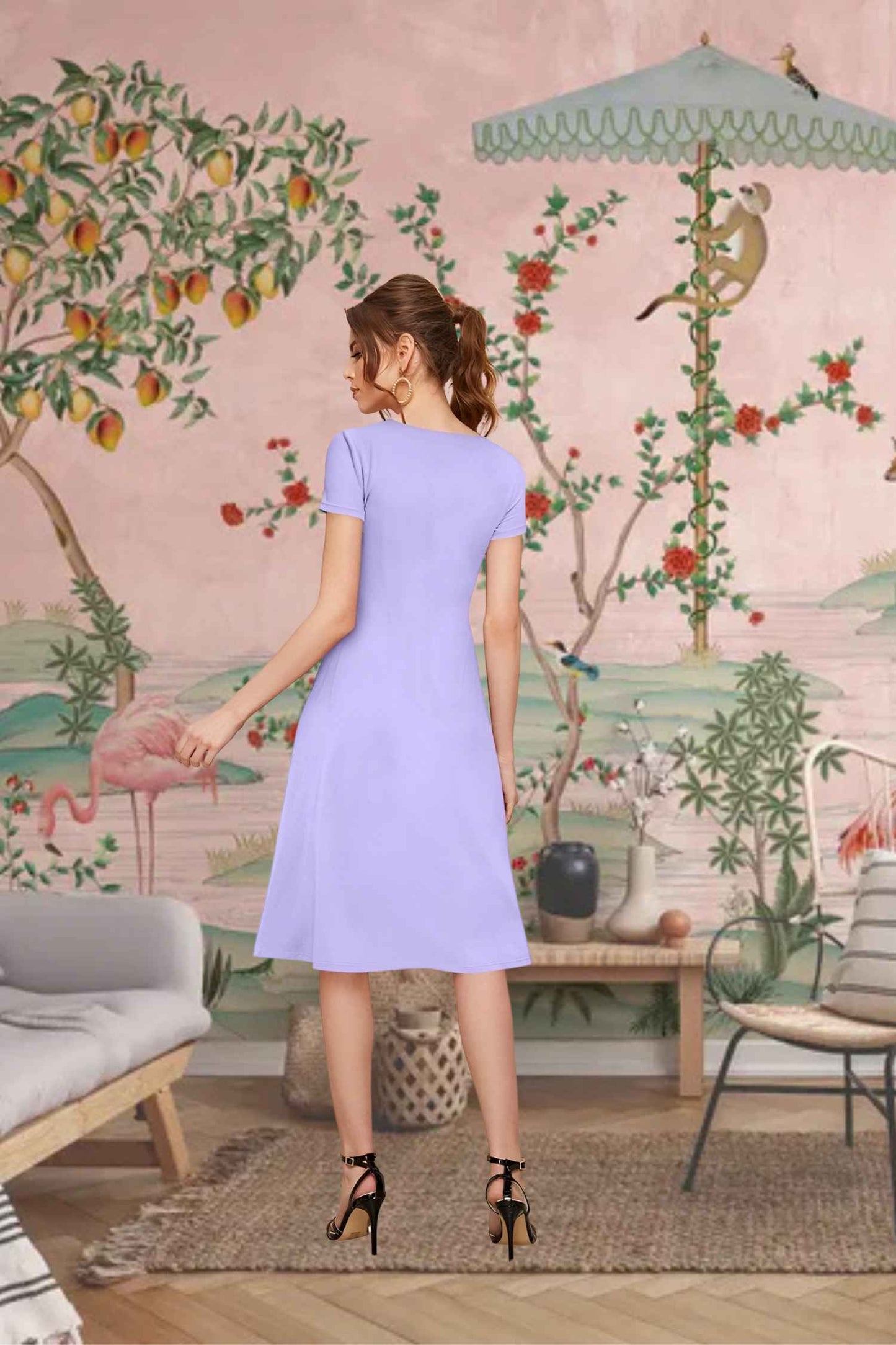 Back view showcasing smooth fall and body-fit contour