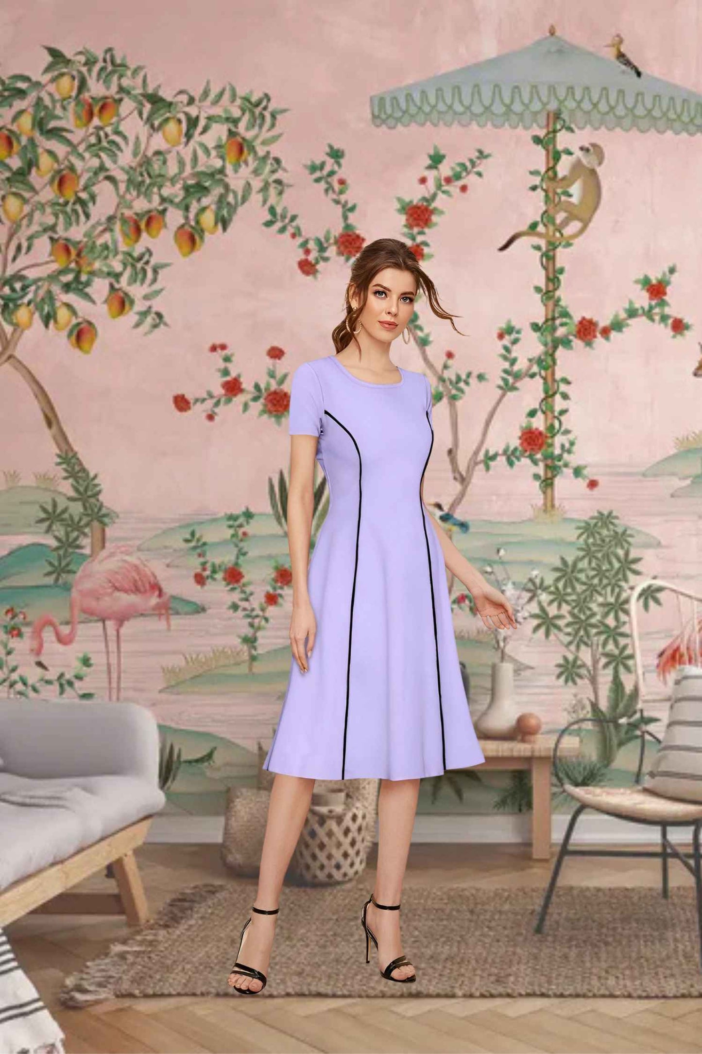 Close-up on neckline and texture blend