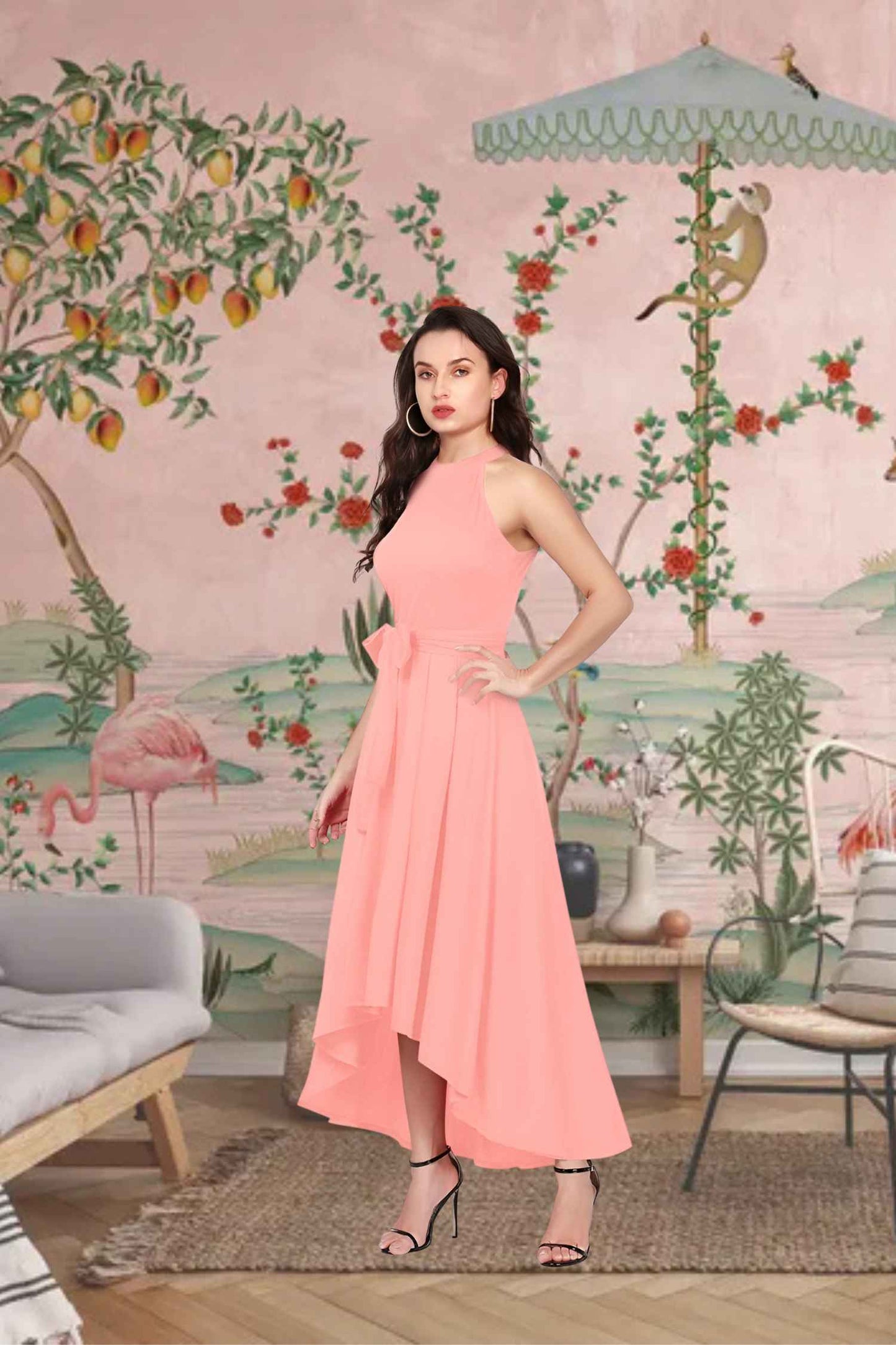 Front view: Halter neck glowing with morning light