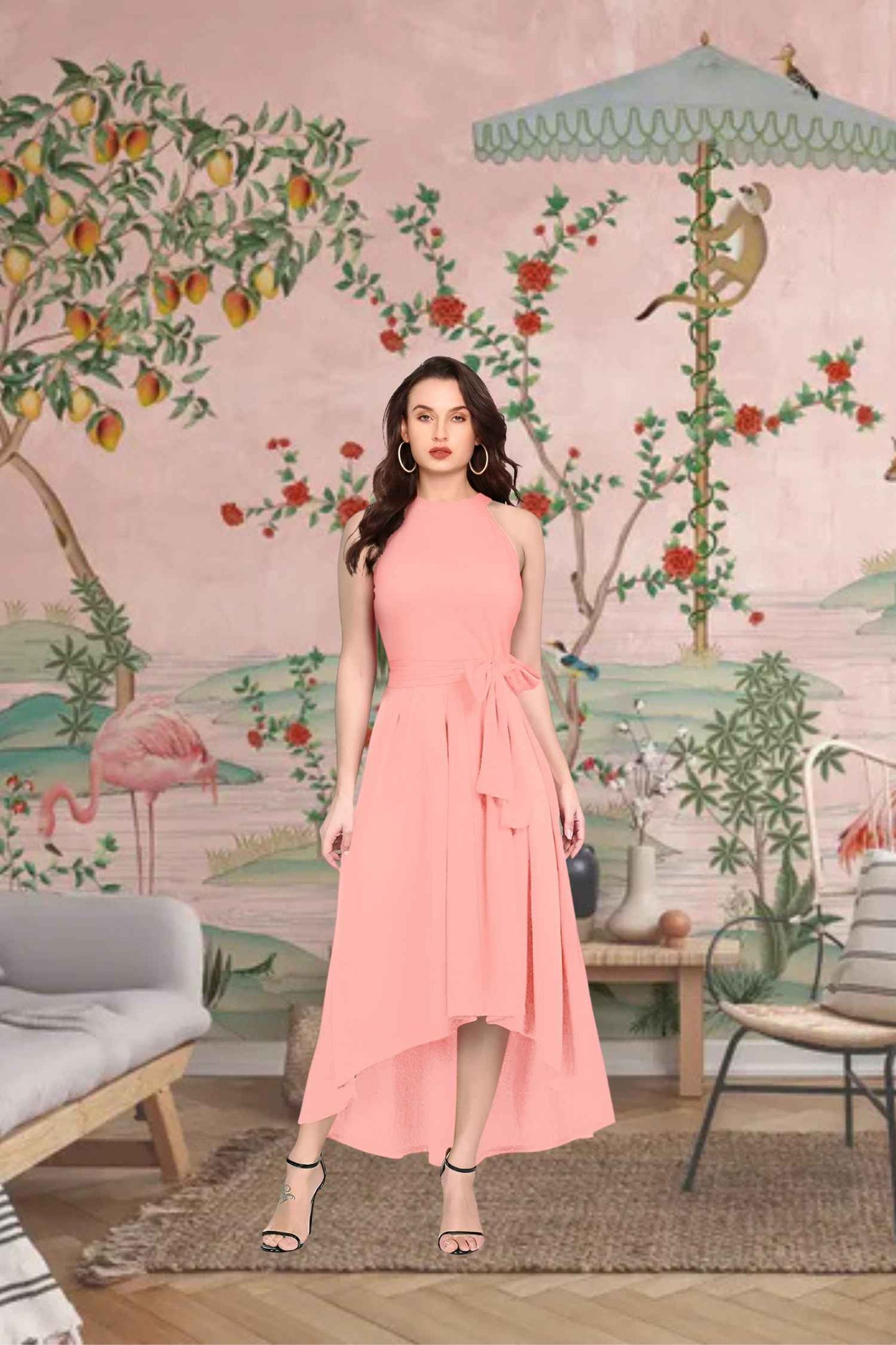 Front view: Halter neck glowing with morning light