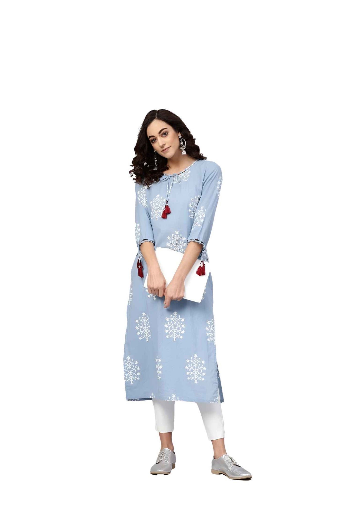 Kurti isolated against pure white, like a floating breeze