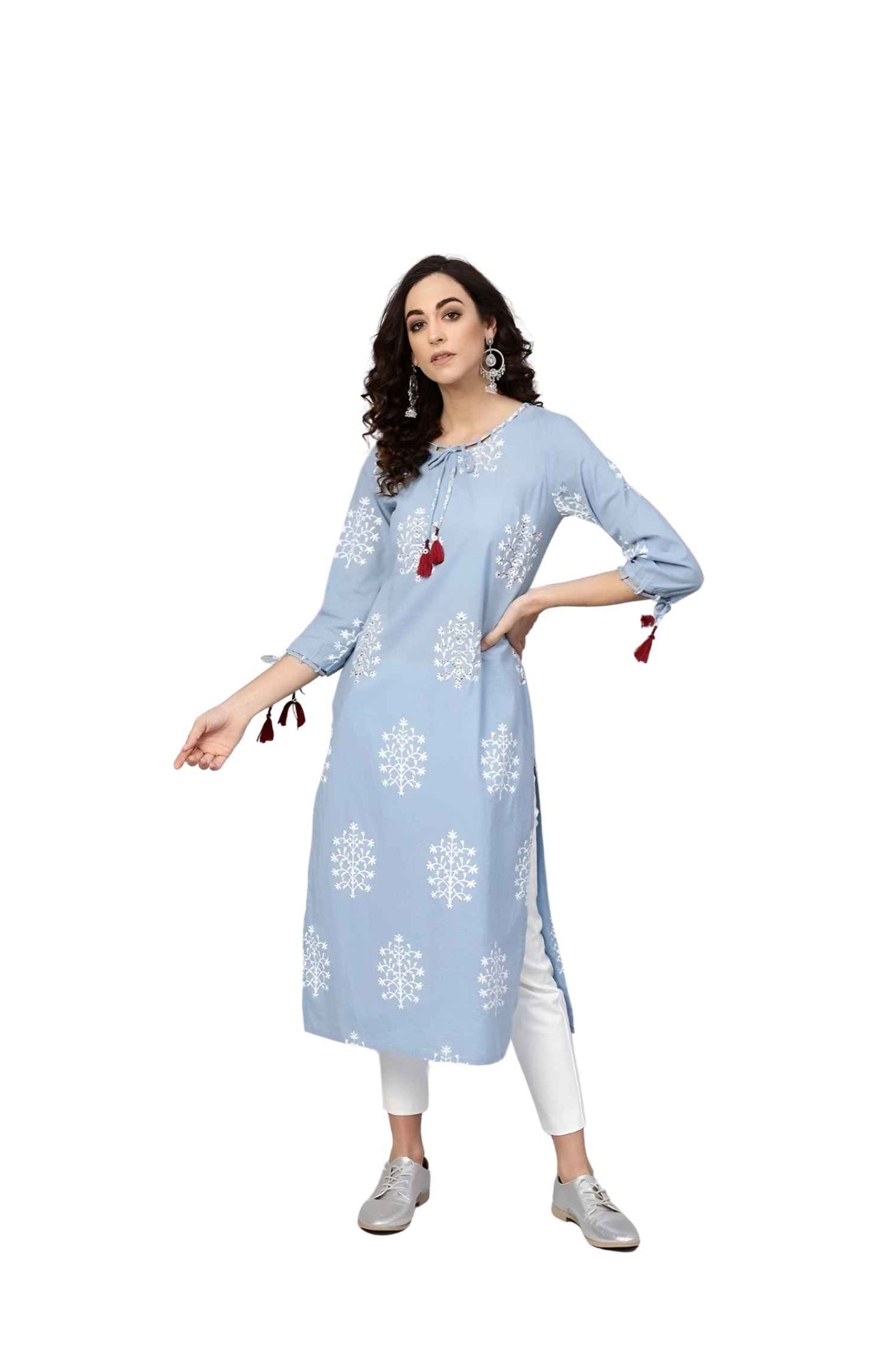 Kurti isolated against pure white, like a floating breeze
