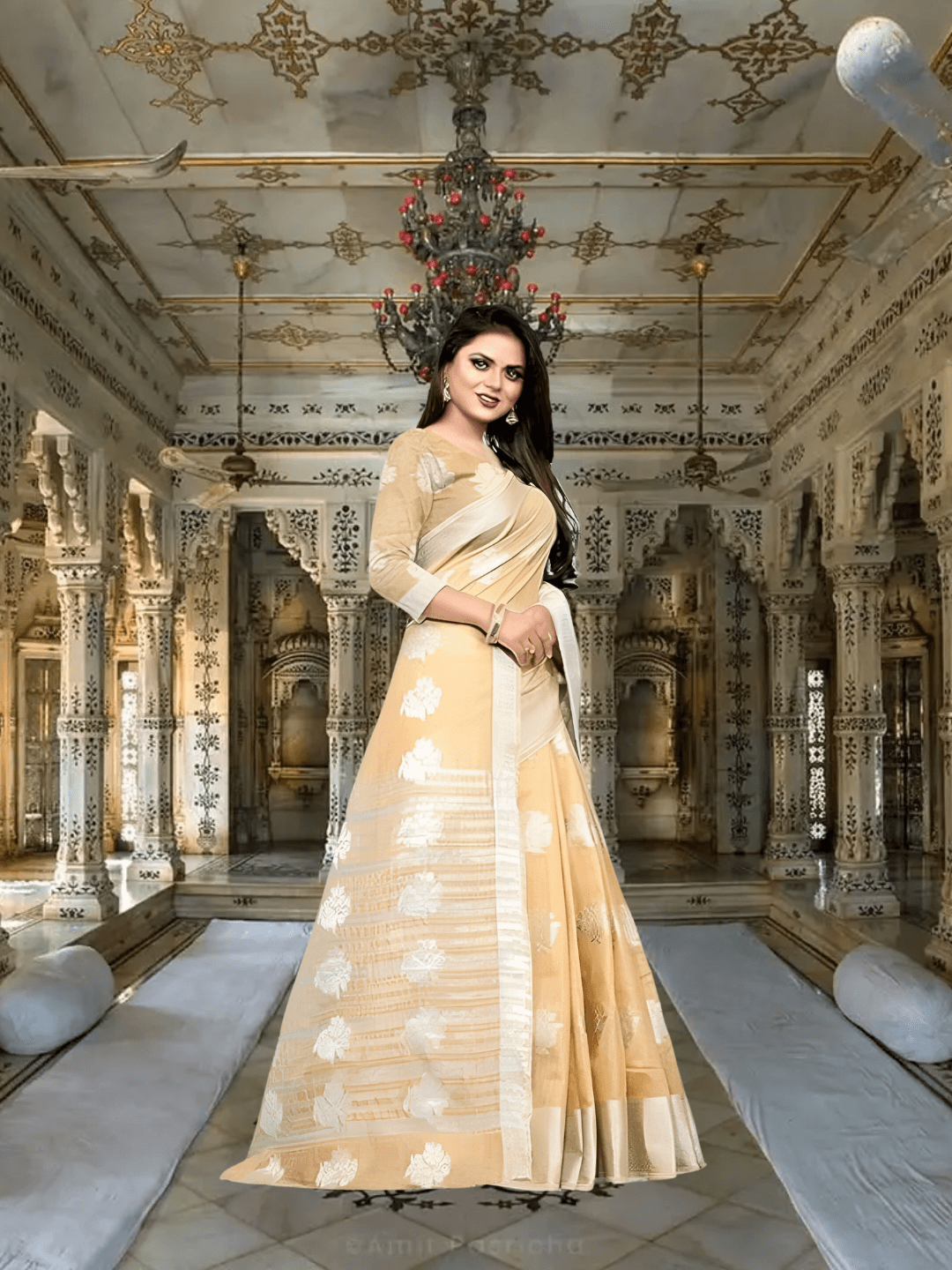 Close-up of cotton-silk blend showing premium texture in neutral beige