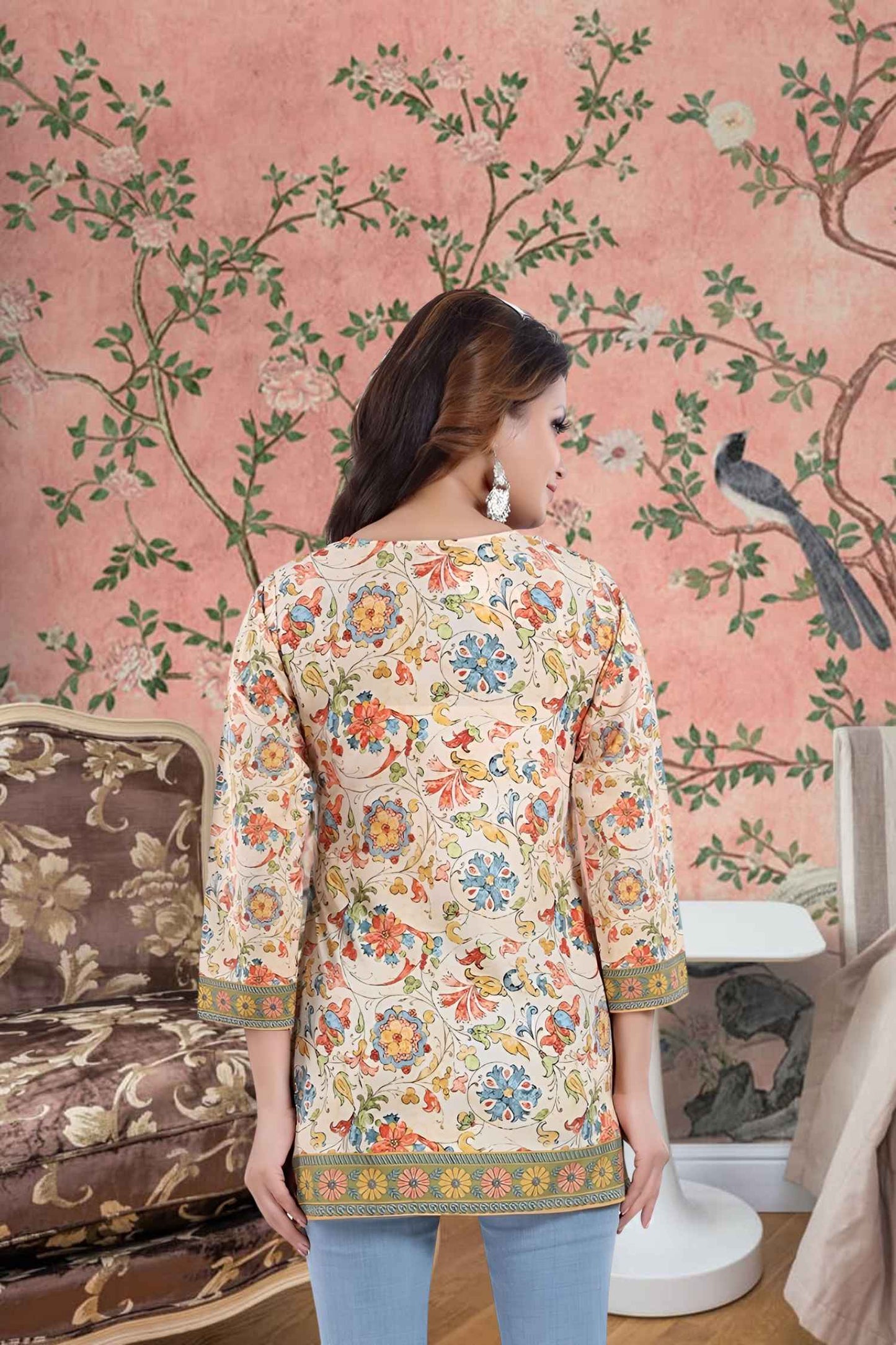 Back detail showing print like petals in a secret garden
