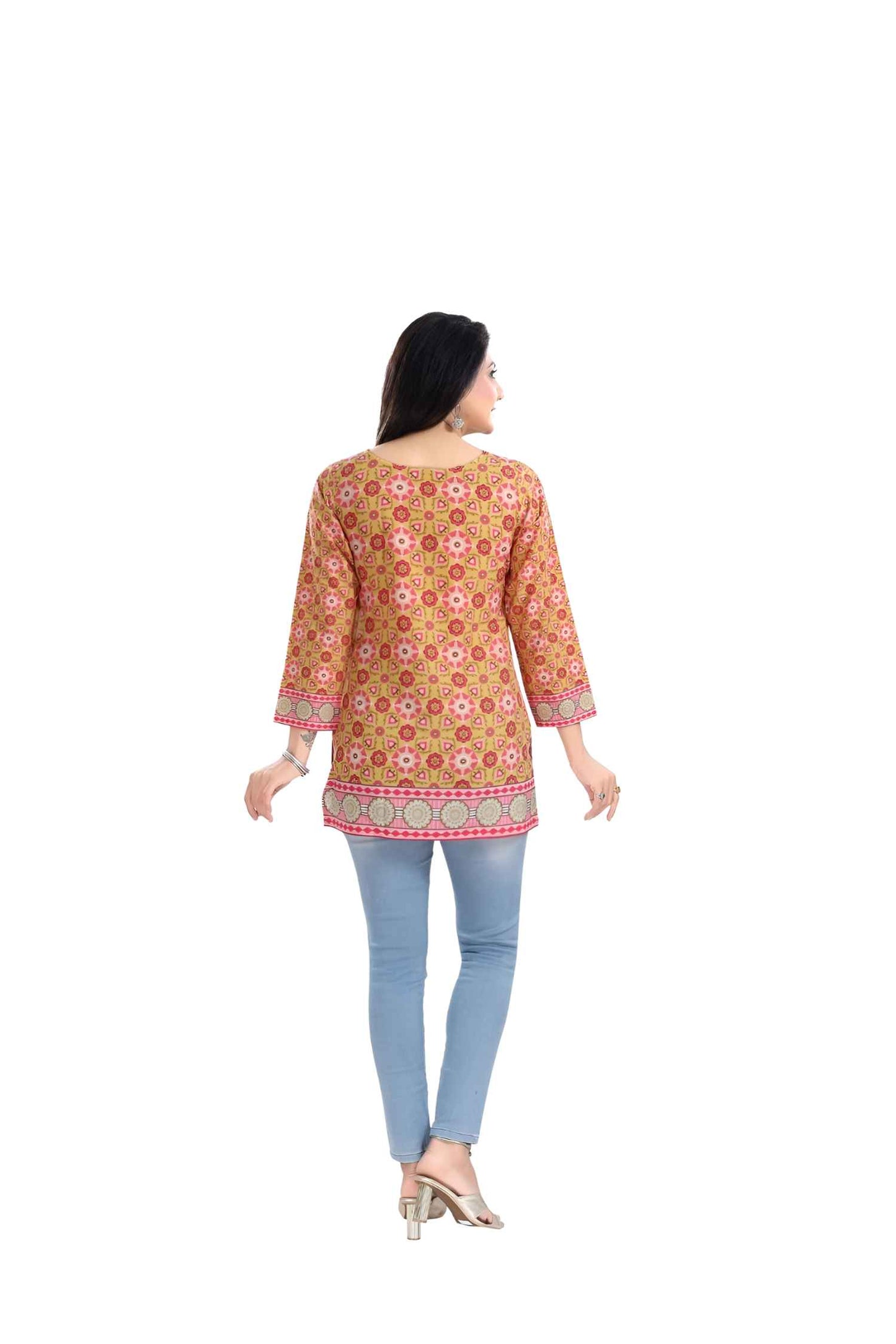 Clean back view highlighting asymmetrical hem