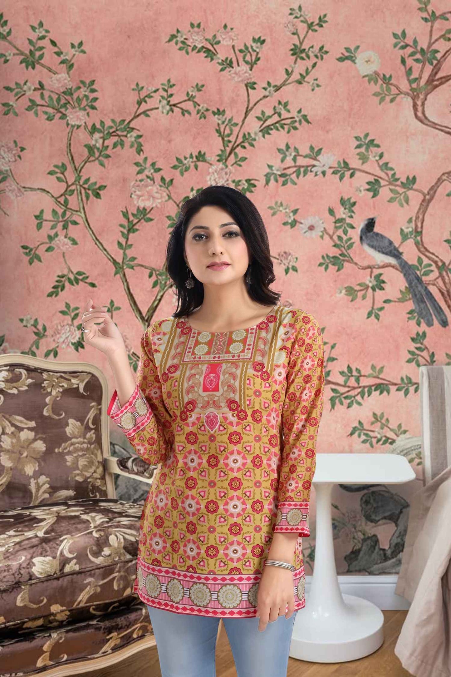 Front view capturing color-shift fabric in sunlight