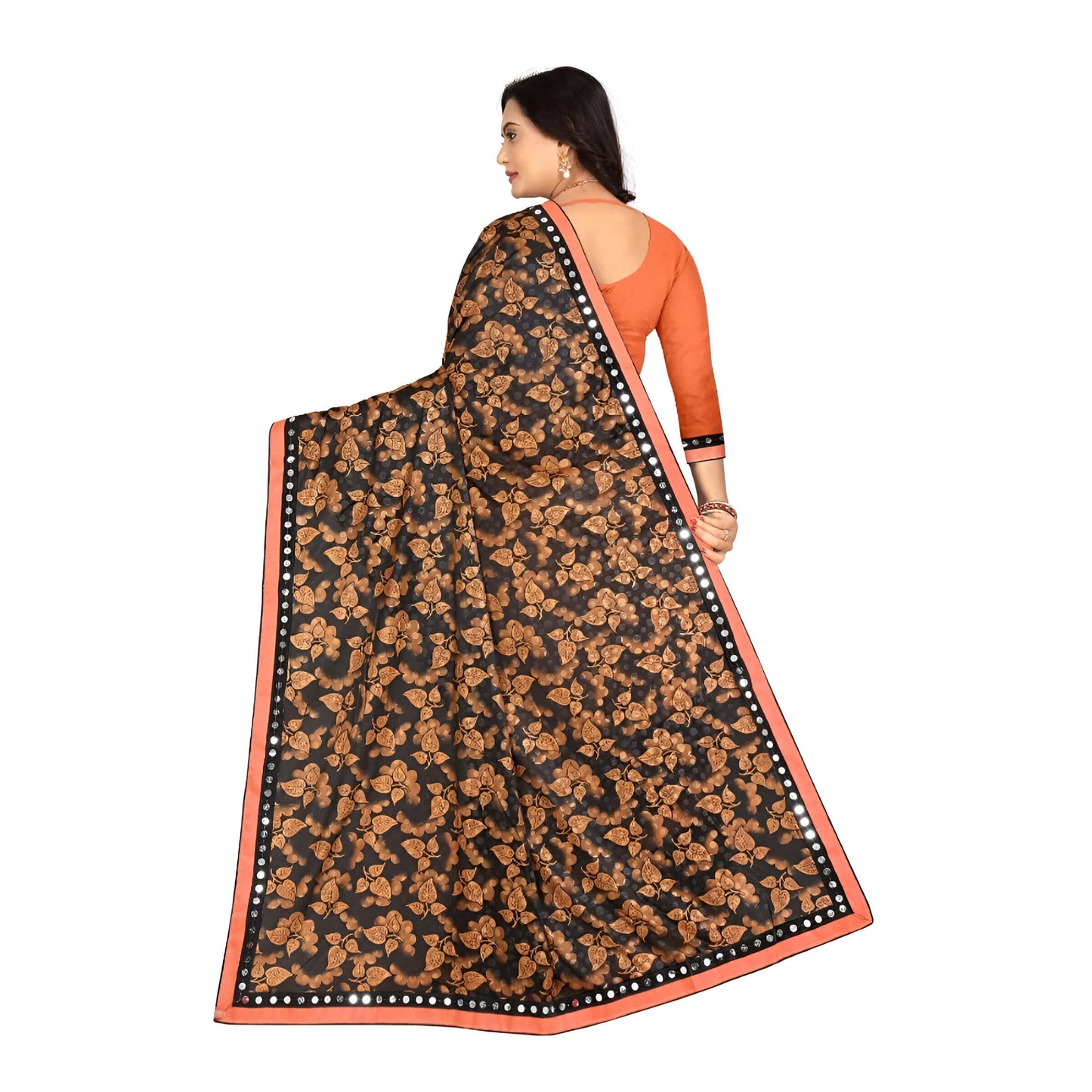 Orange saree flat lay – true color contrast under studio lights