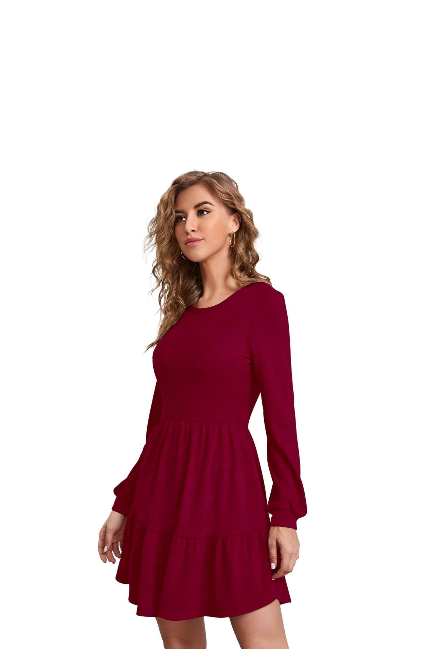 Front view of Maroon Crimson Aether dress with no background