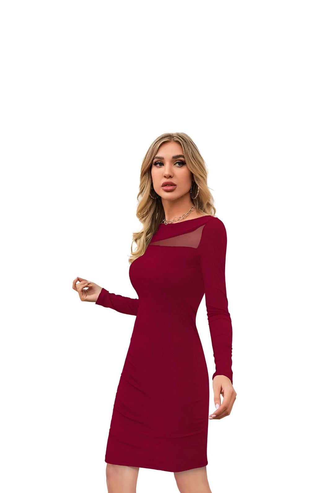 Side profile of the red dress – studio cut-out