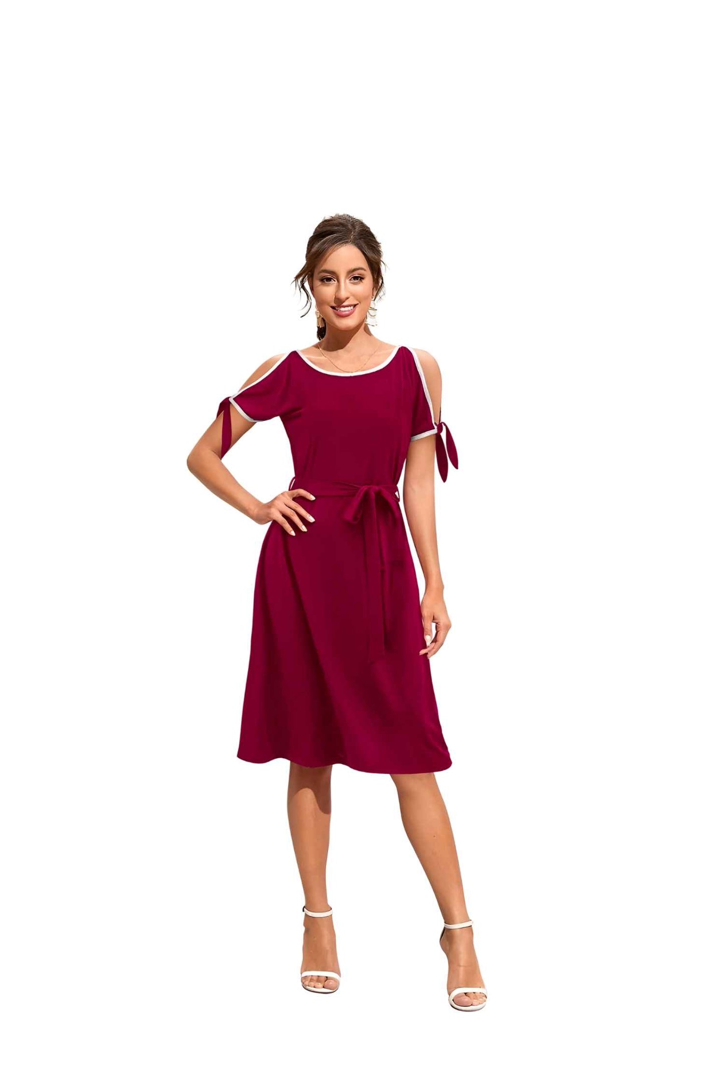 Dress isolated, looking falsely demure