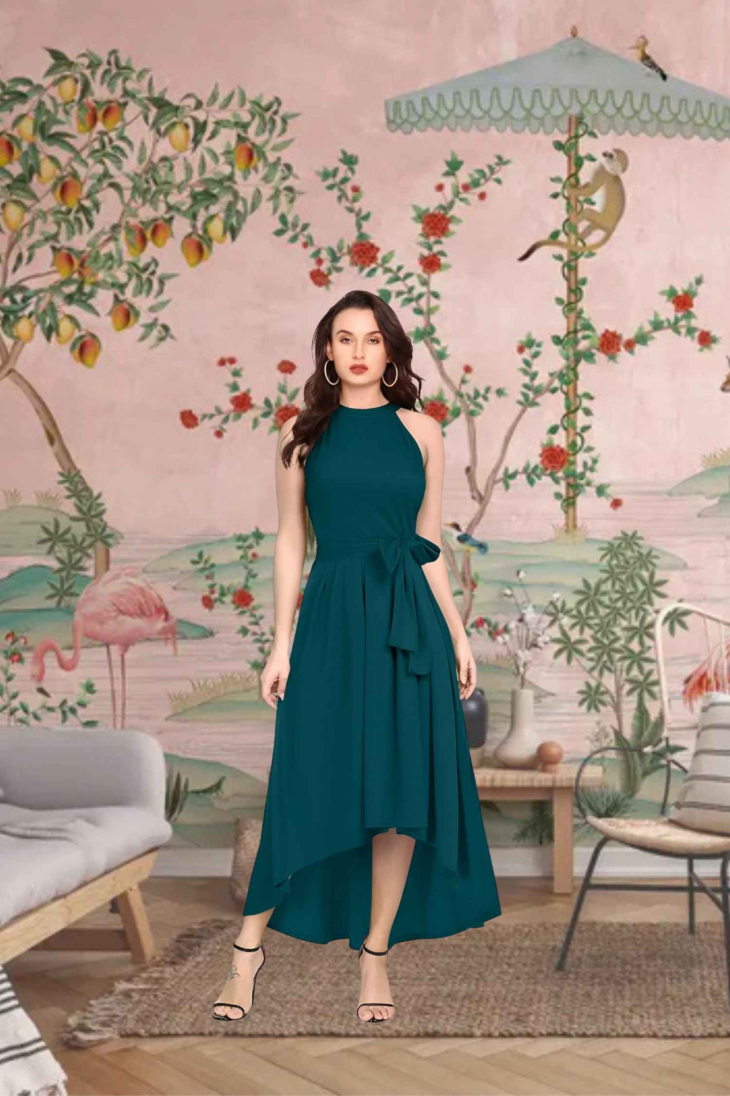 Front view: Halter neck dissolving into twilight