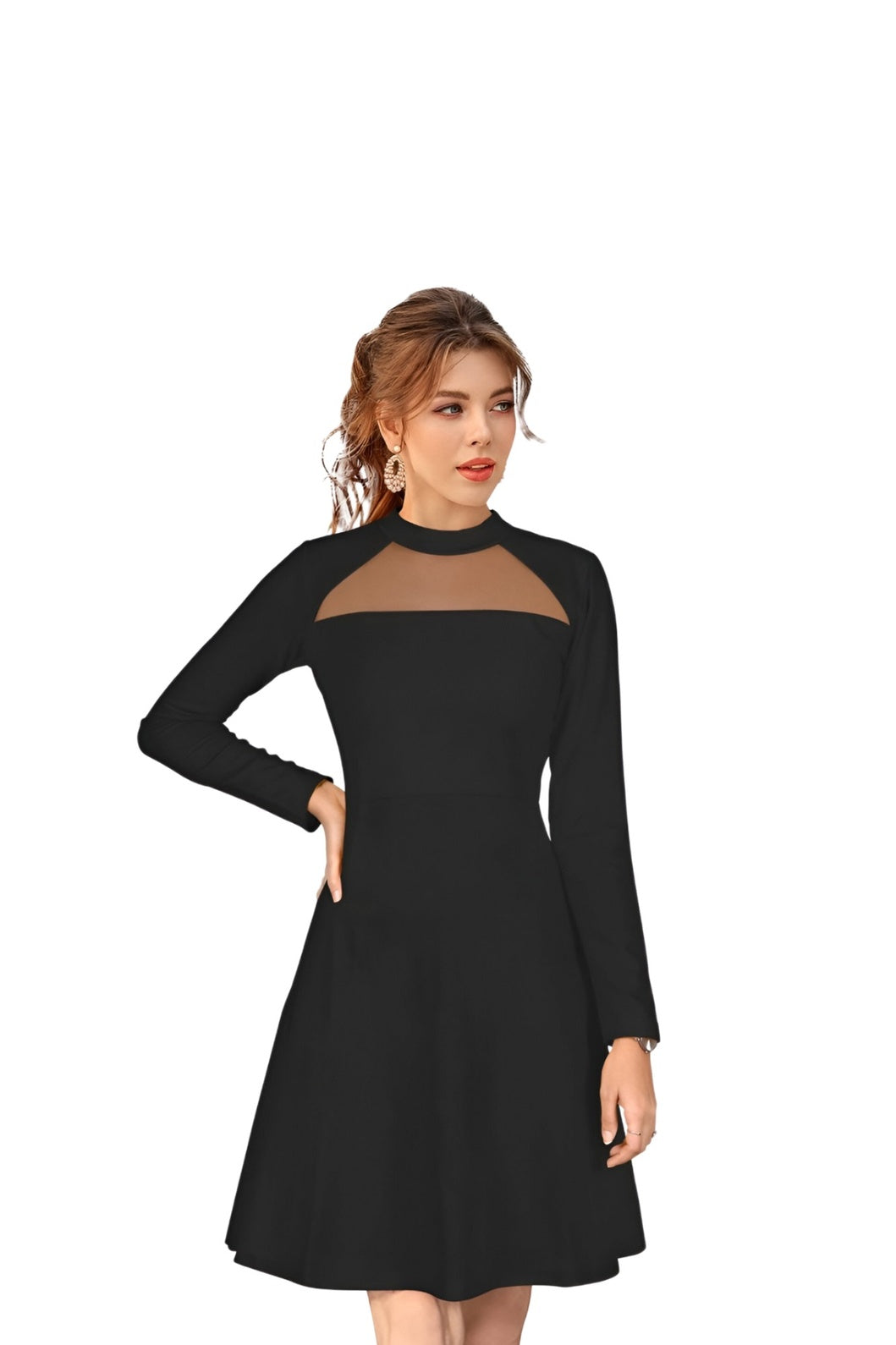 Studio front view – form-fitting black silhouette