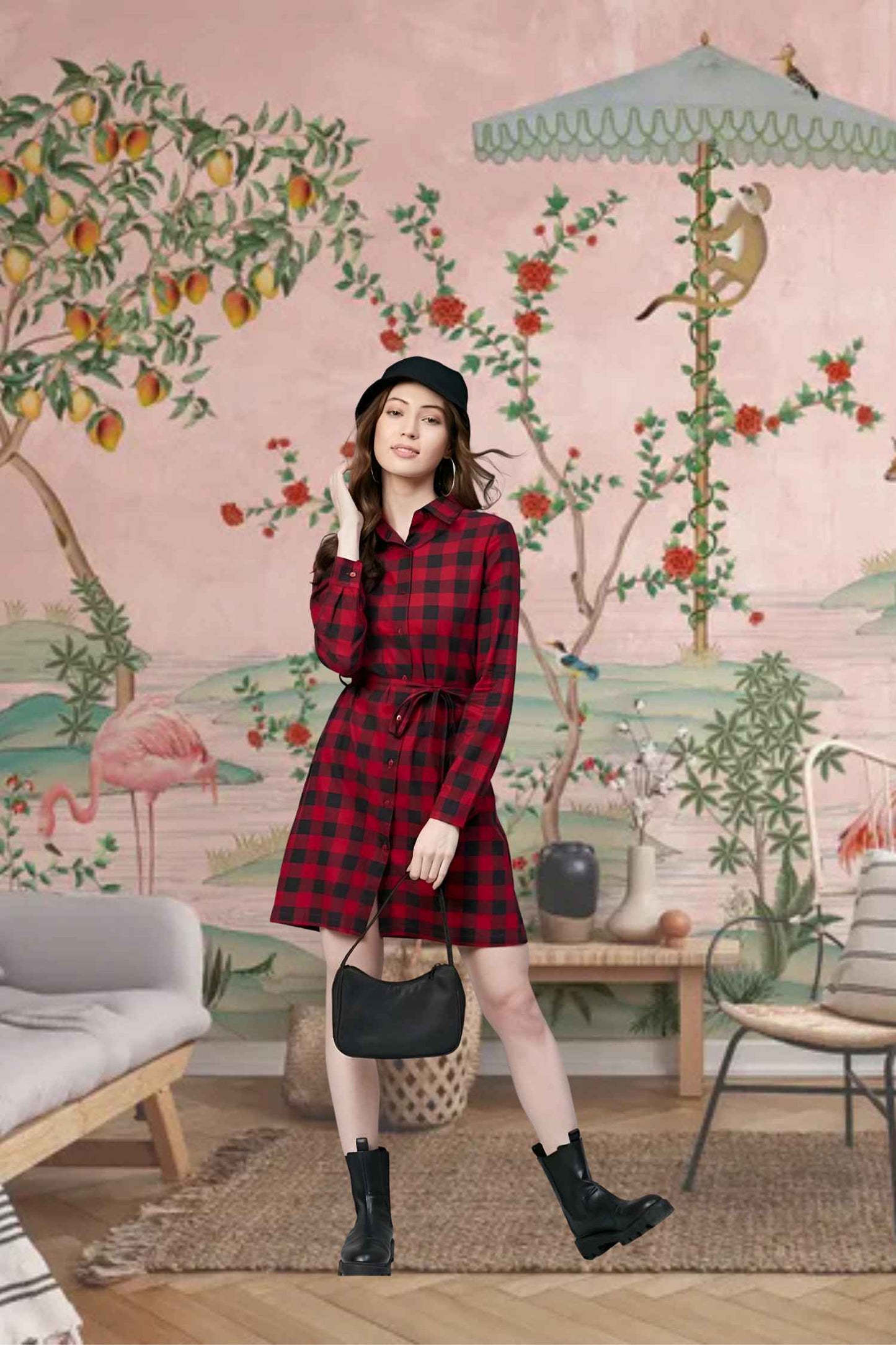 Front view: Checks blazing like live wires