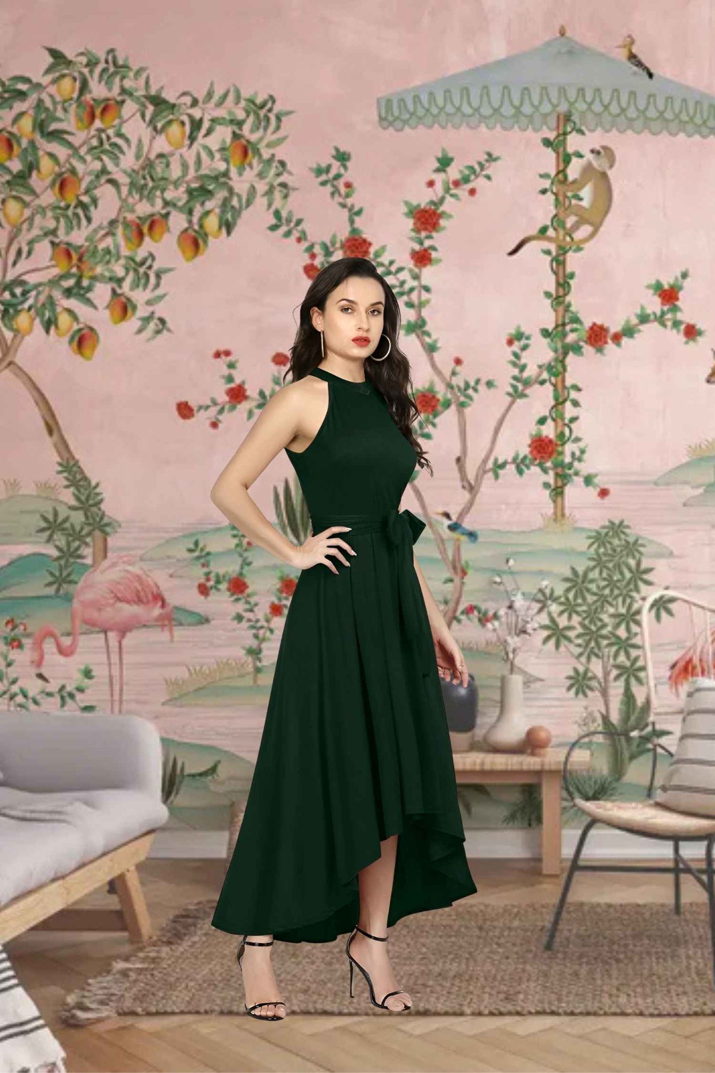 Front view: Halter neck framing the verdant void