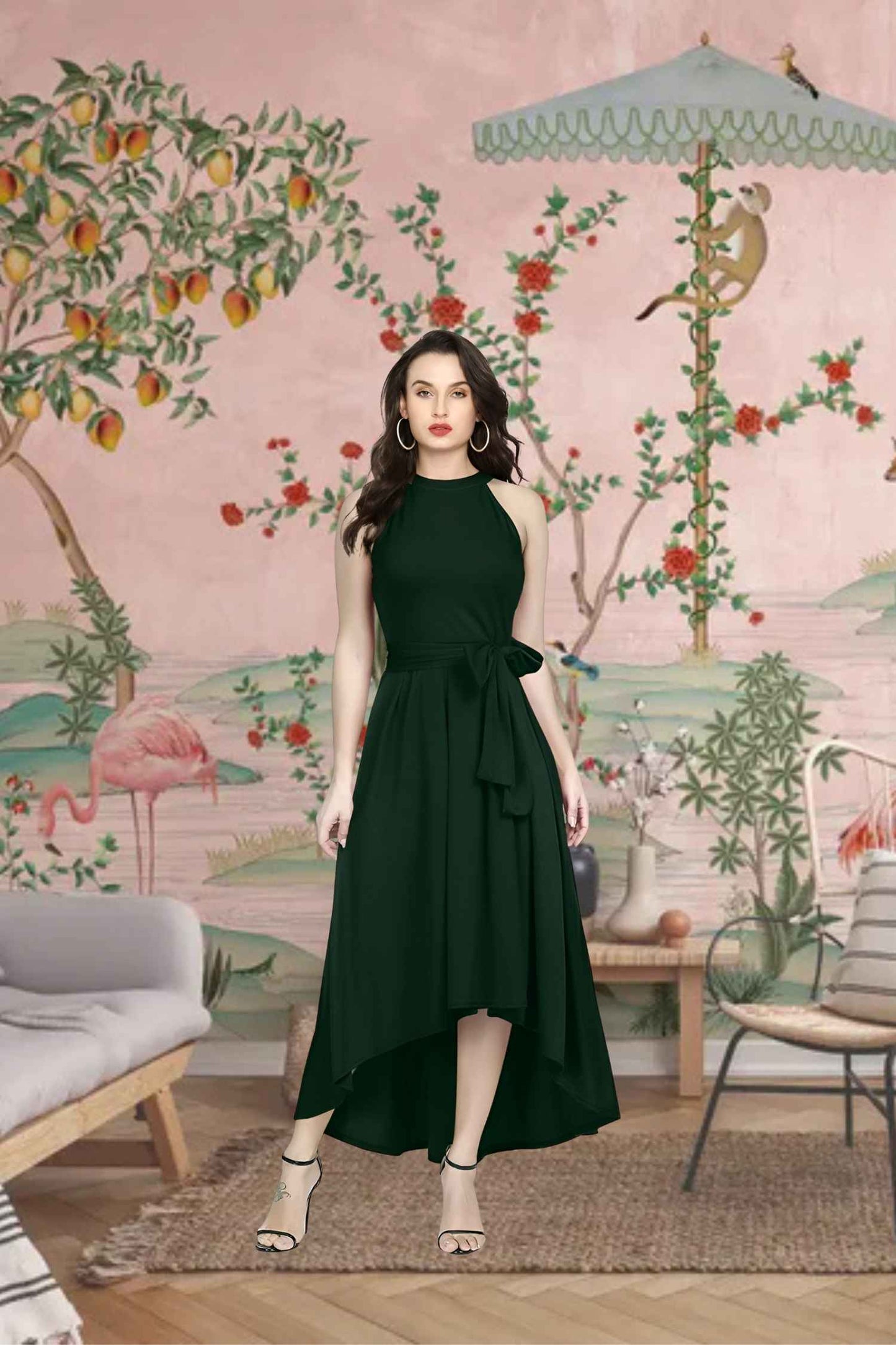 Front view: Halter neck framing the verdant void