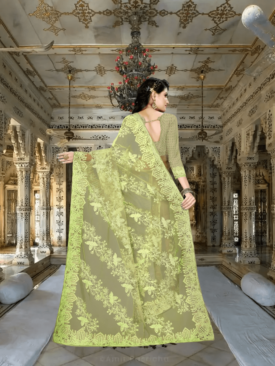 Rear view of border detailing, flowing like royal tapestry in a gentle breeze