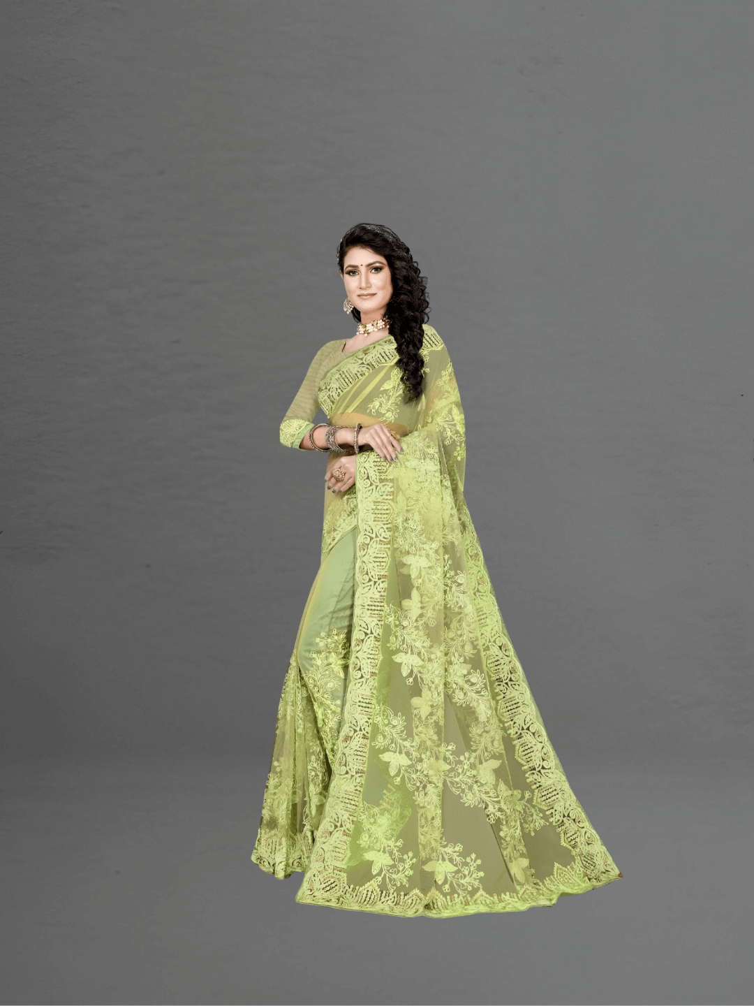 Border close-up against neutral wall, design gleaming like antique filigree