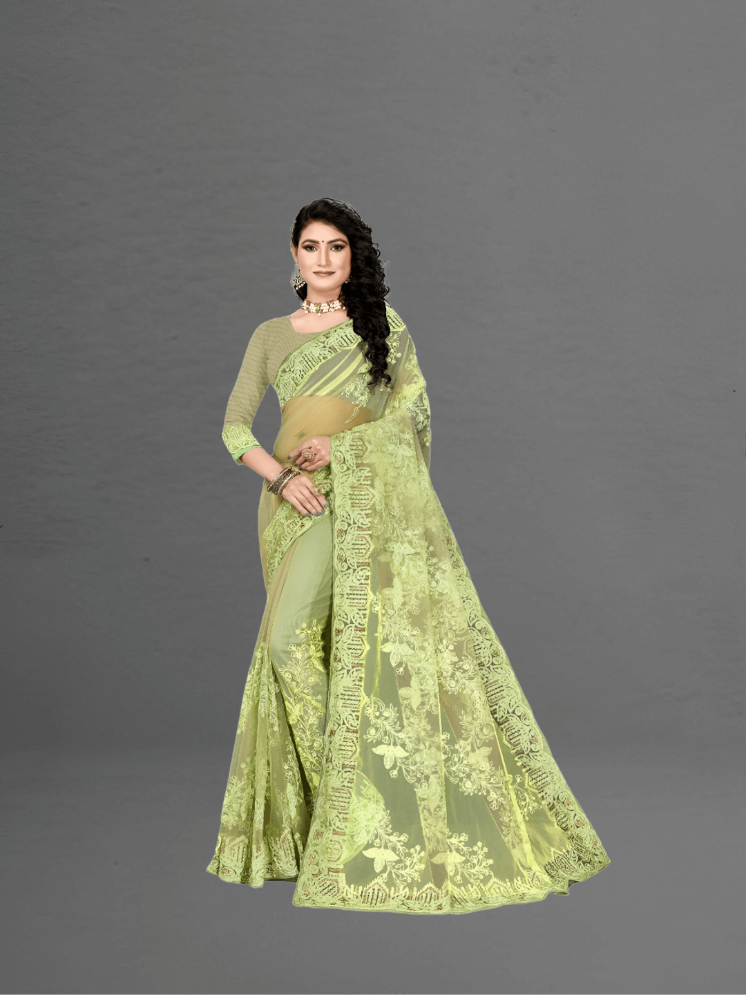 Studio shot showing cascading drape with architectural elegance