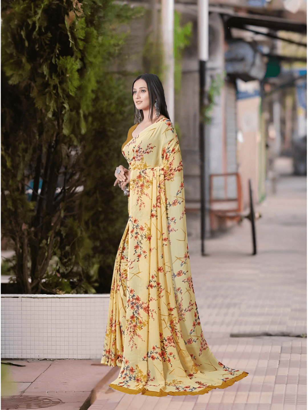 Saree under spotlights highlighting artistic textures