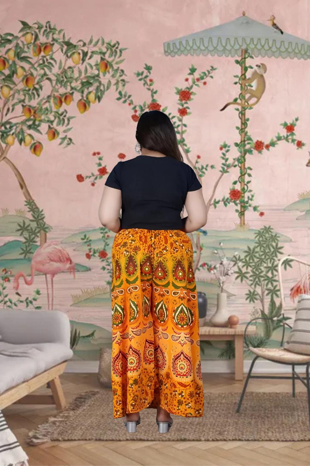 Back view showing flowing fabric and design