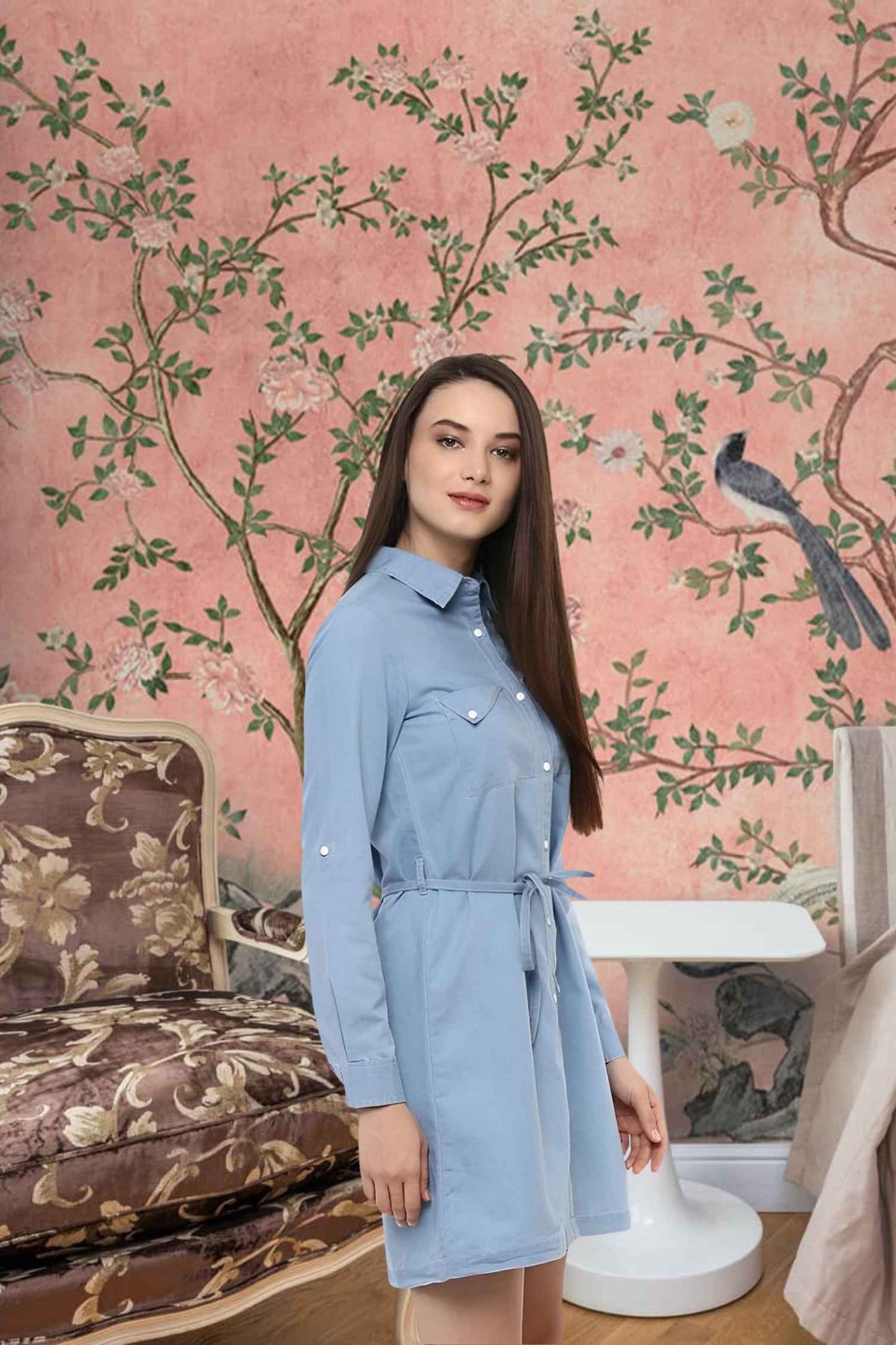 Side profile capturing dress movement like sea breeze