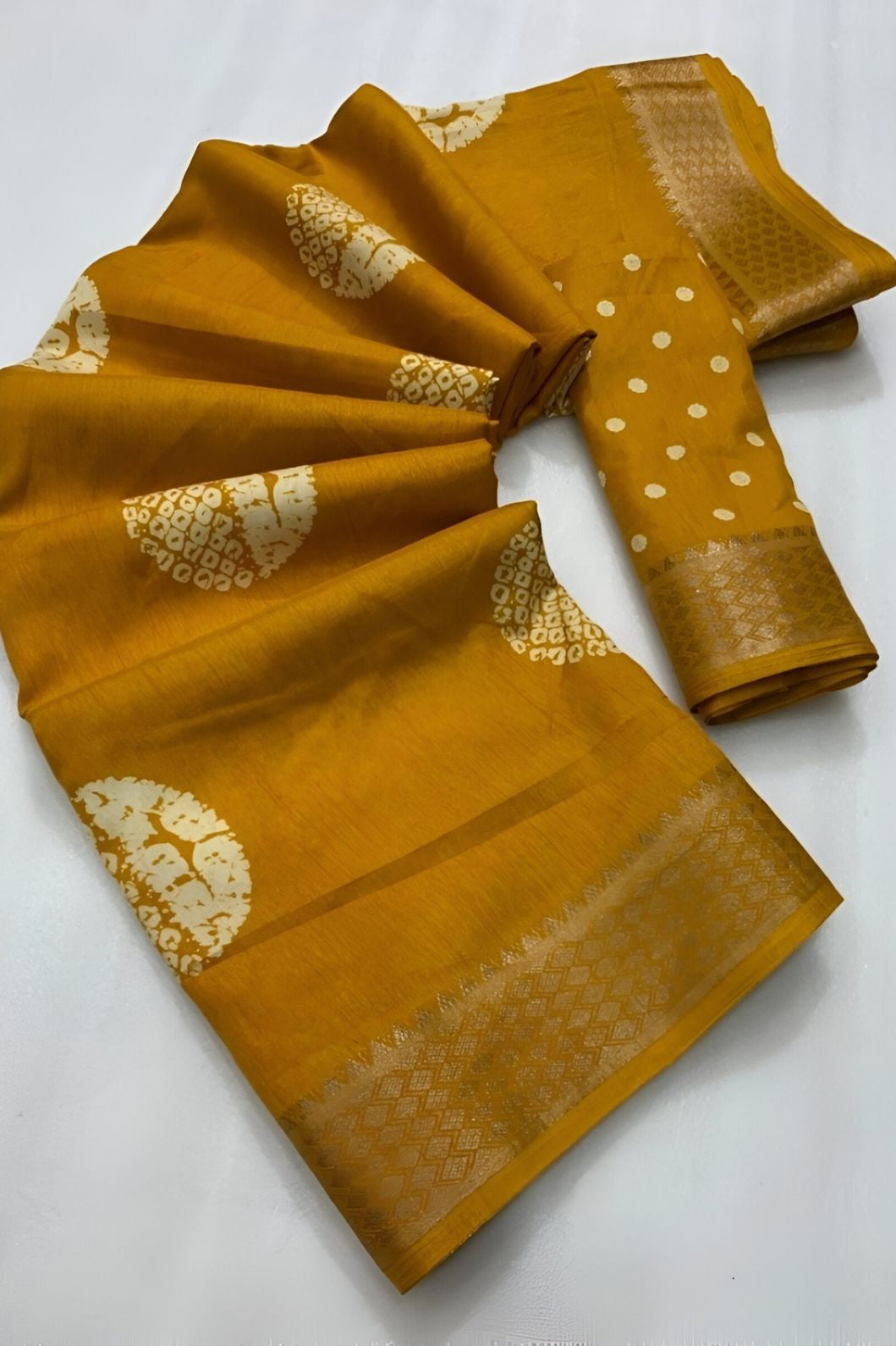 Closeup showing crape texture and traditional print in focus