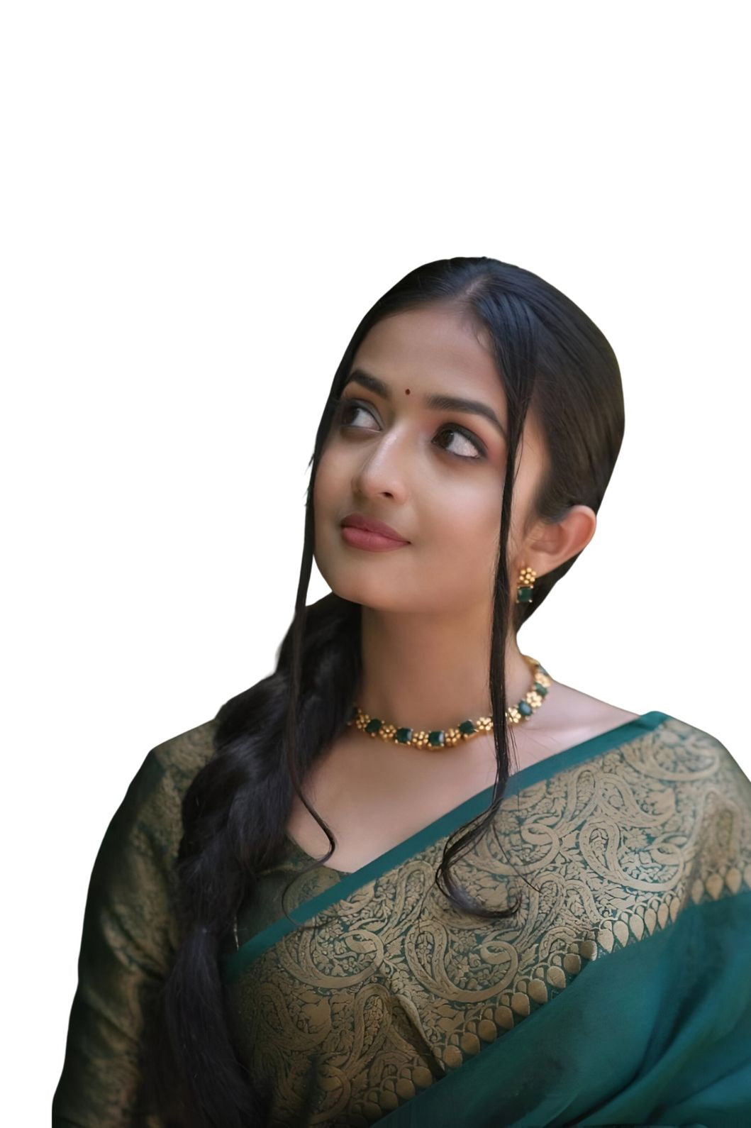 Closeup in studio setup showing softness and green shade depth β white background