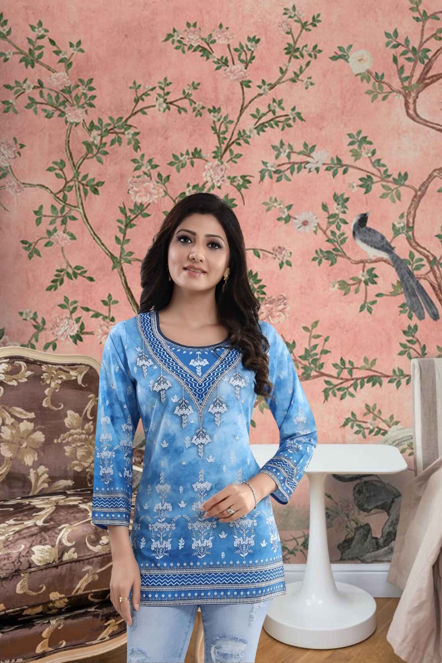 Front view against endless sky, fabric dissolving into atmosphere