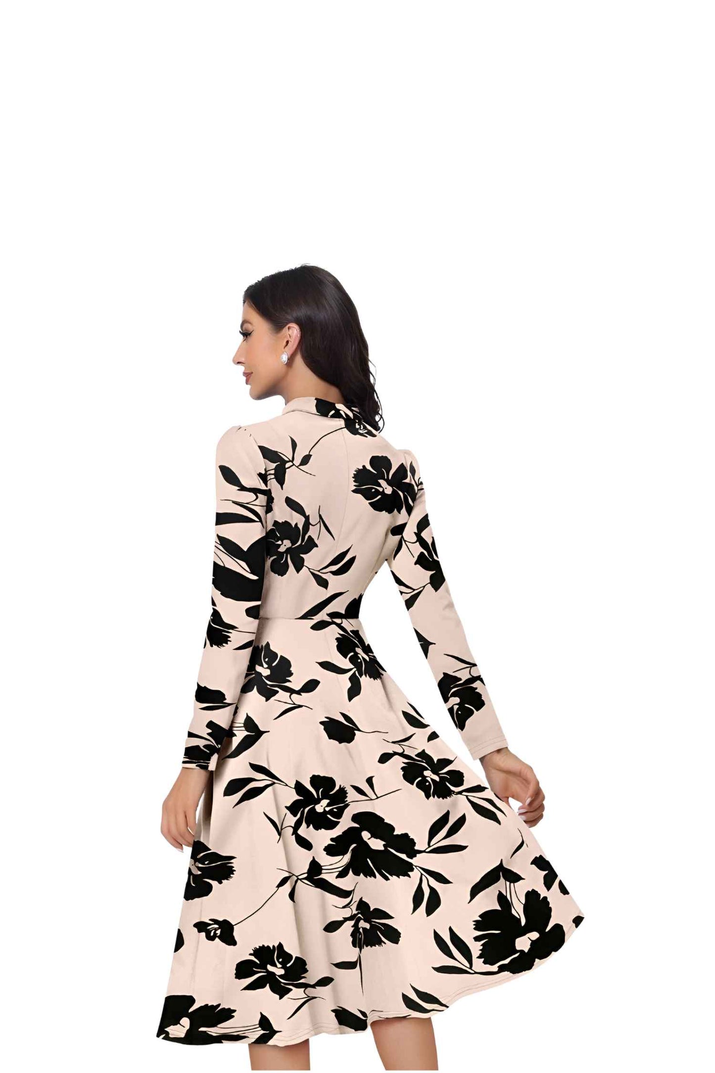 Backside view of the cream dress without background