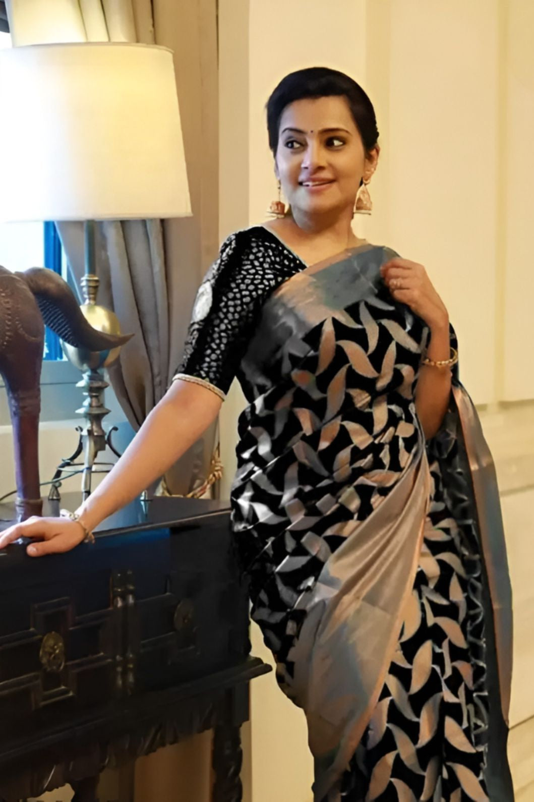 Studio side angle with pleats and shine