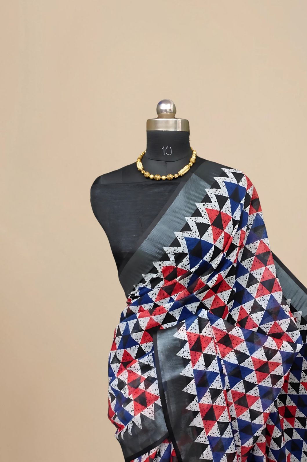 Studio front image showing color distribution and blouse pairing