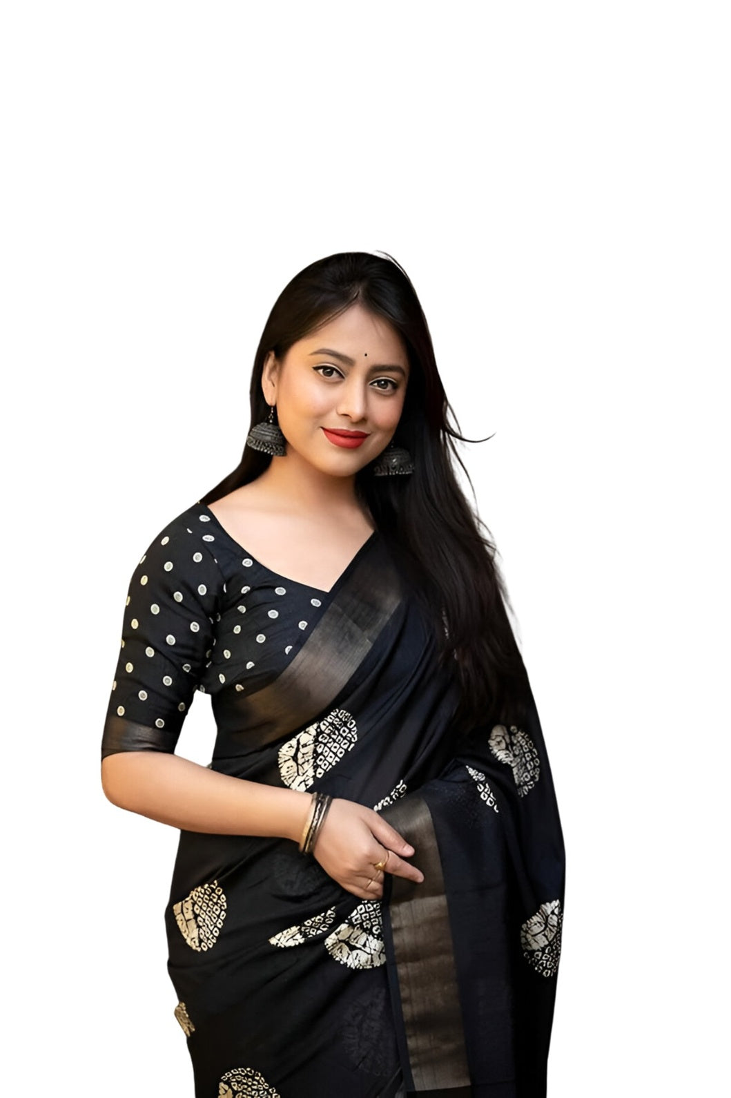 Left profile studio shot showing printed borders and fall – white background