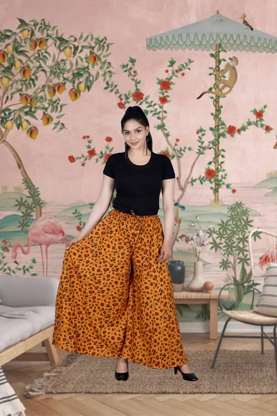 Front view glowing in deep saffron under golden light