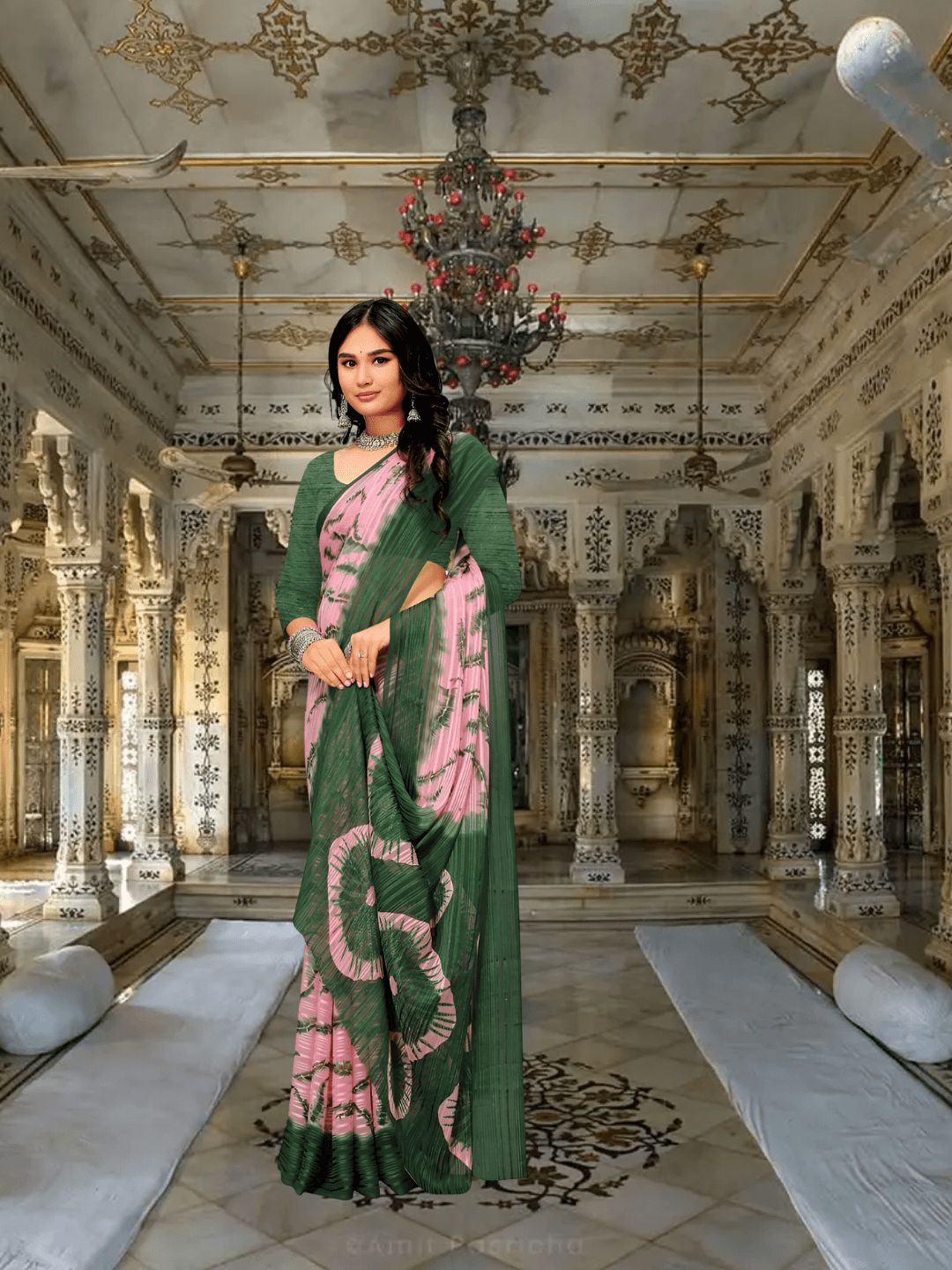 Saree colors glowing under tropical sunset