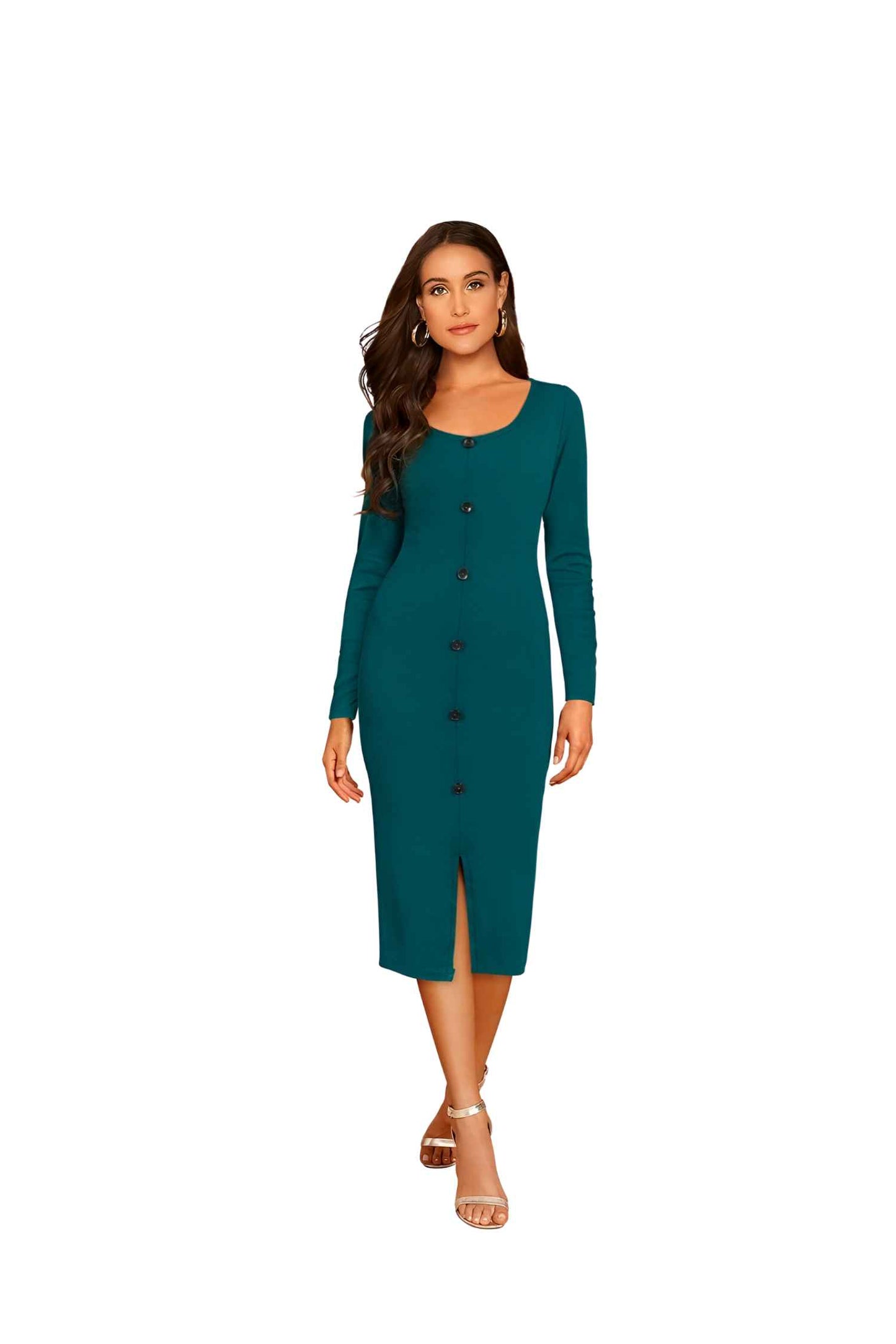 No background front view of Mayurthaar dress in Morpich blue