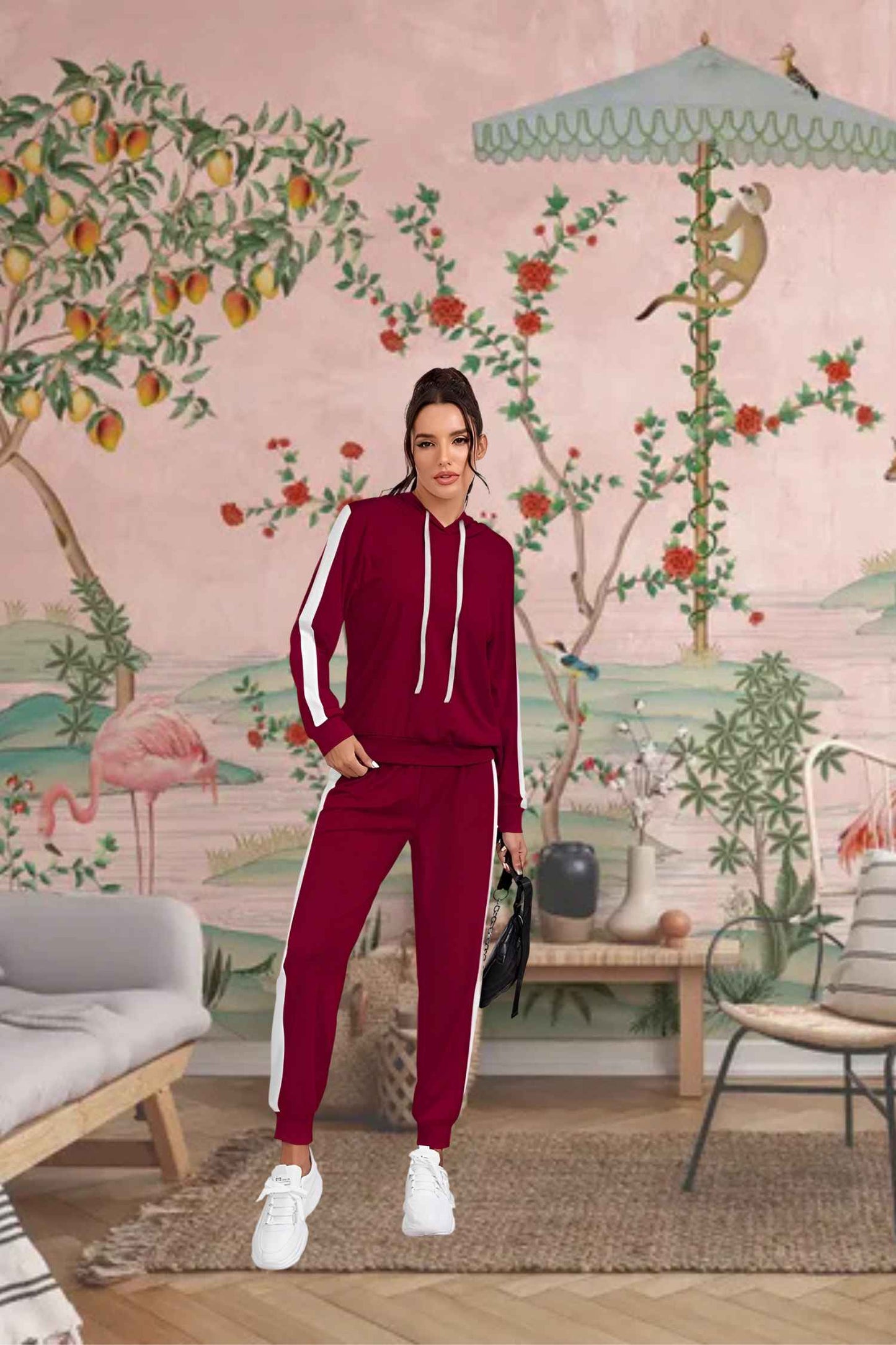 Front view: Hood raised, sleeves ready for action