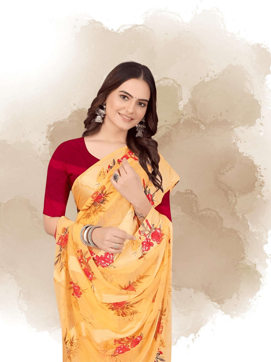 Subtle metallic accents on saree pallu