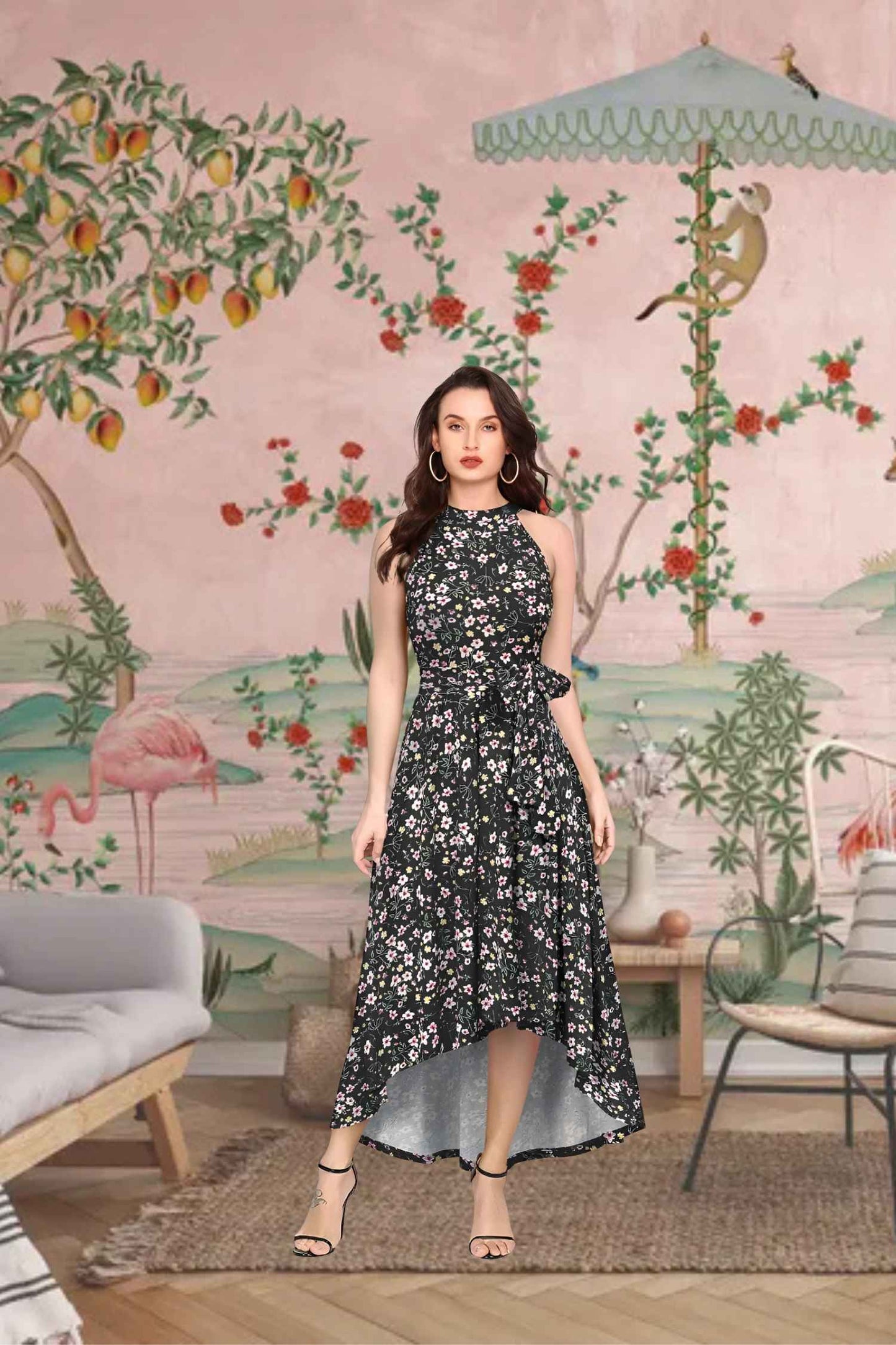 Front view: Flowers emerging from nothingness