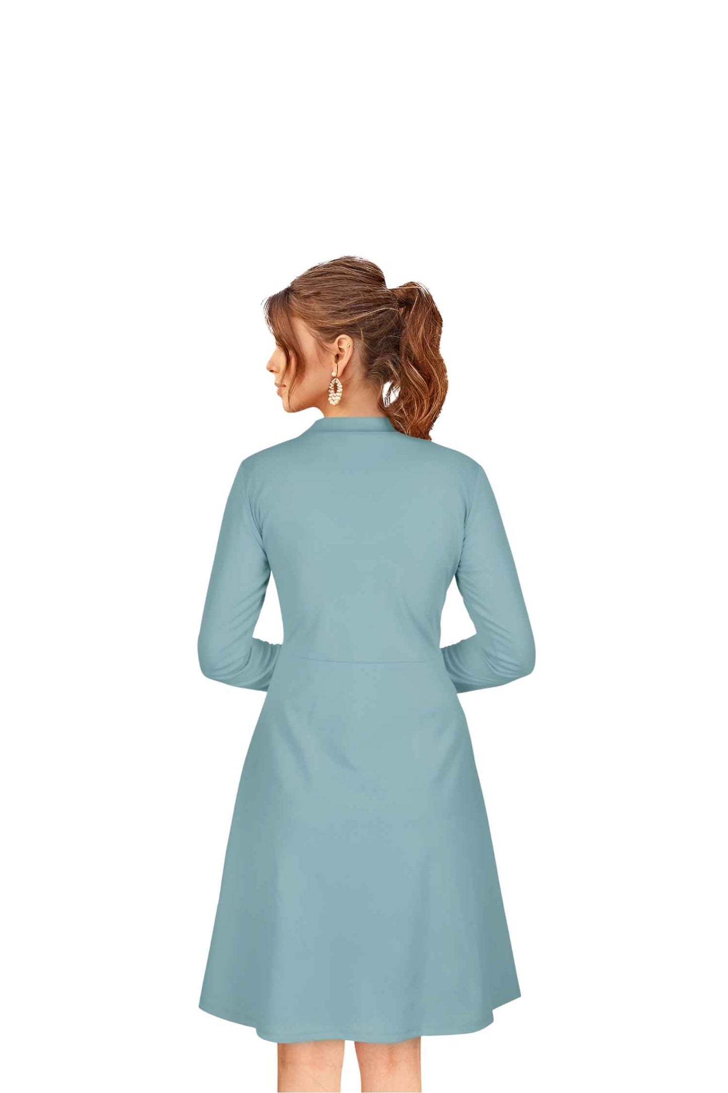 Isolated back view of pista knit dress without background