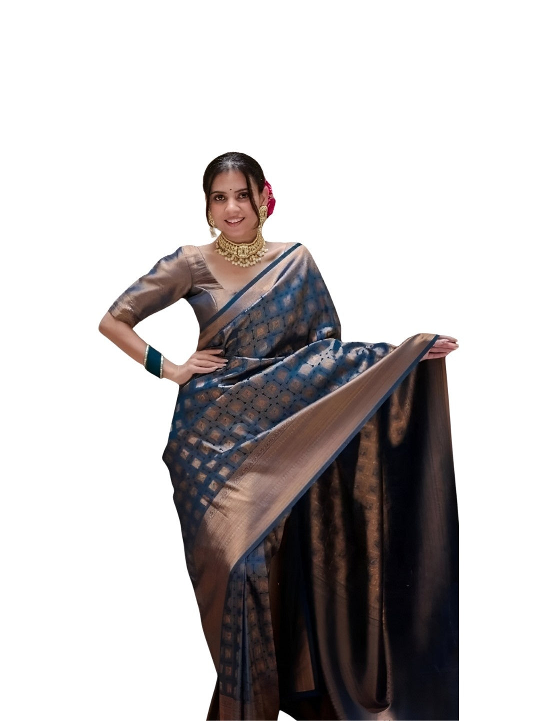 Front pose of saree on white background