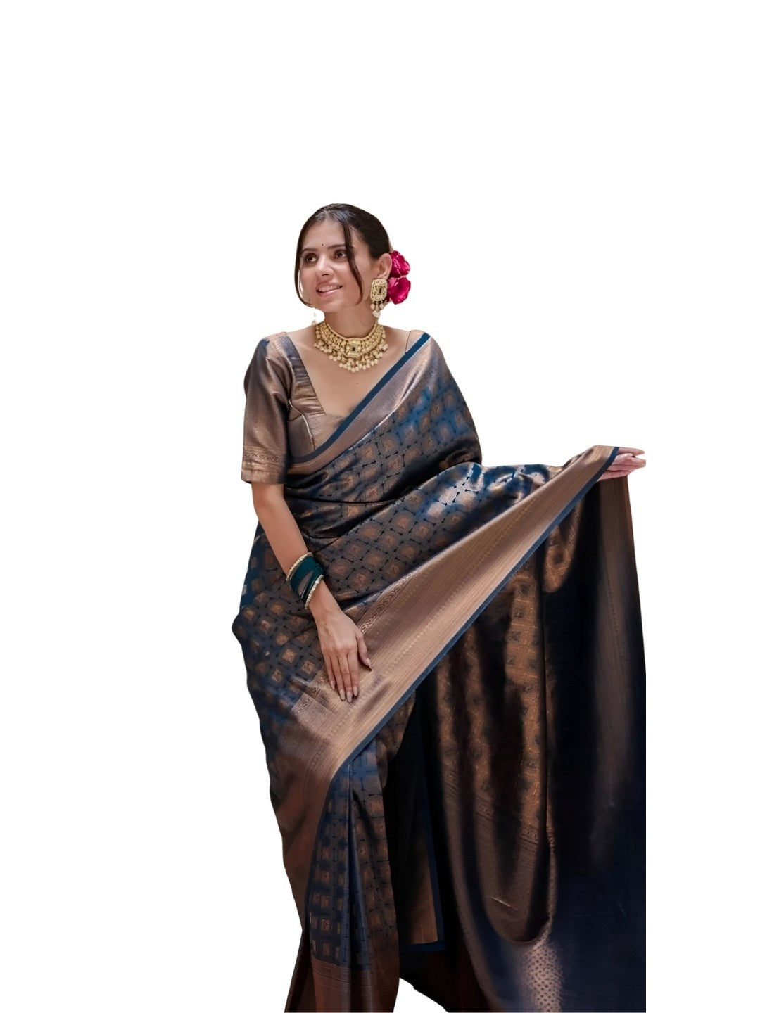 Front pose of saree on white background