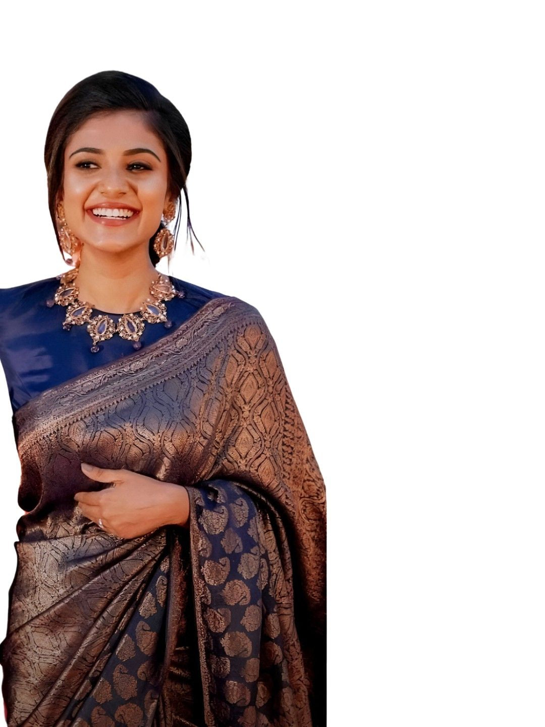 Model in Neelvanta Eclipse standing tall in palace hall