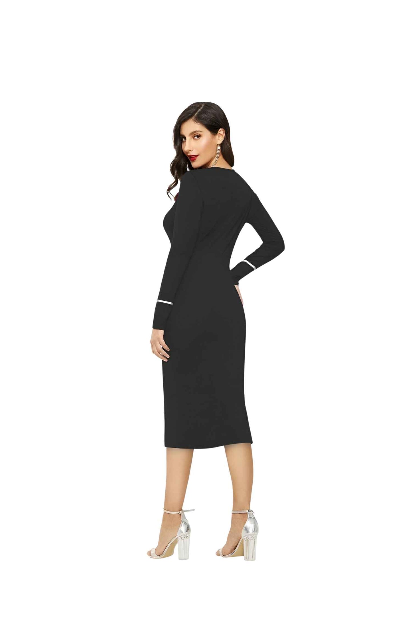 Back pose on white studio with background removed