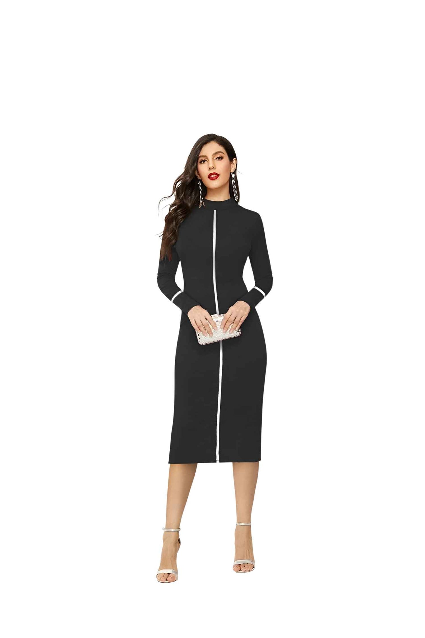 Front pose on white studio without background