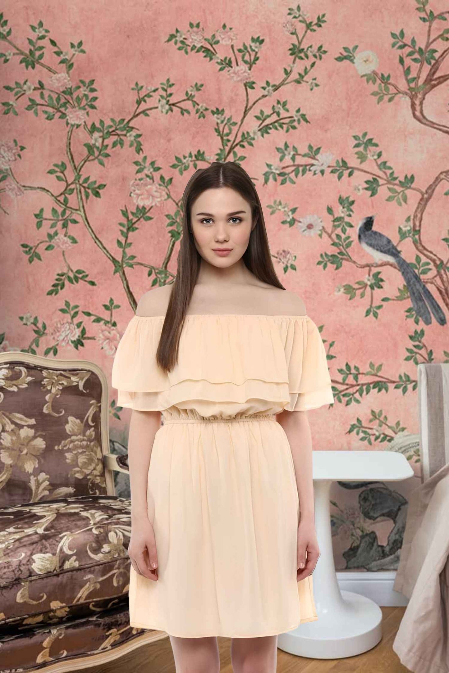 Front view: Ruffles dissolving into light